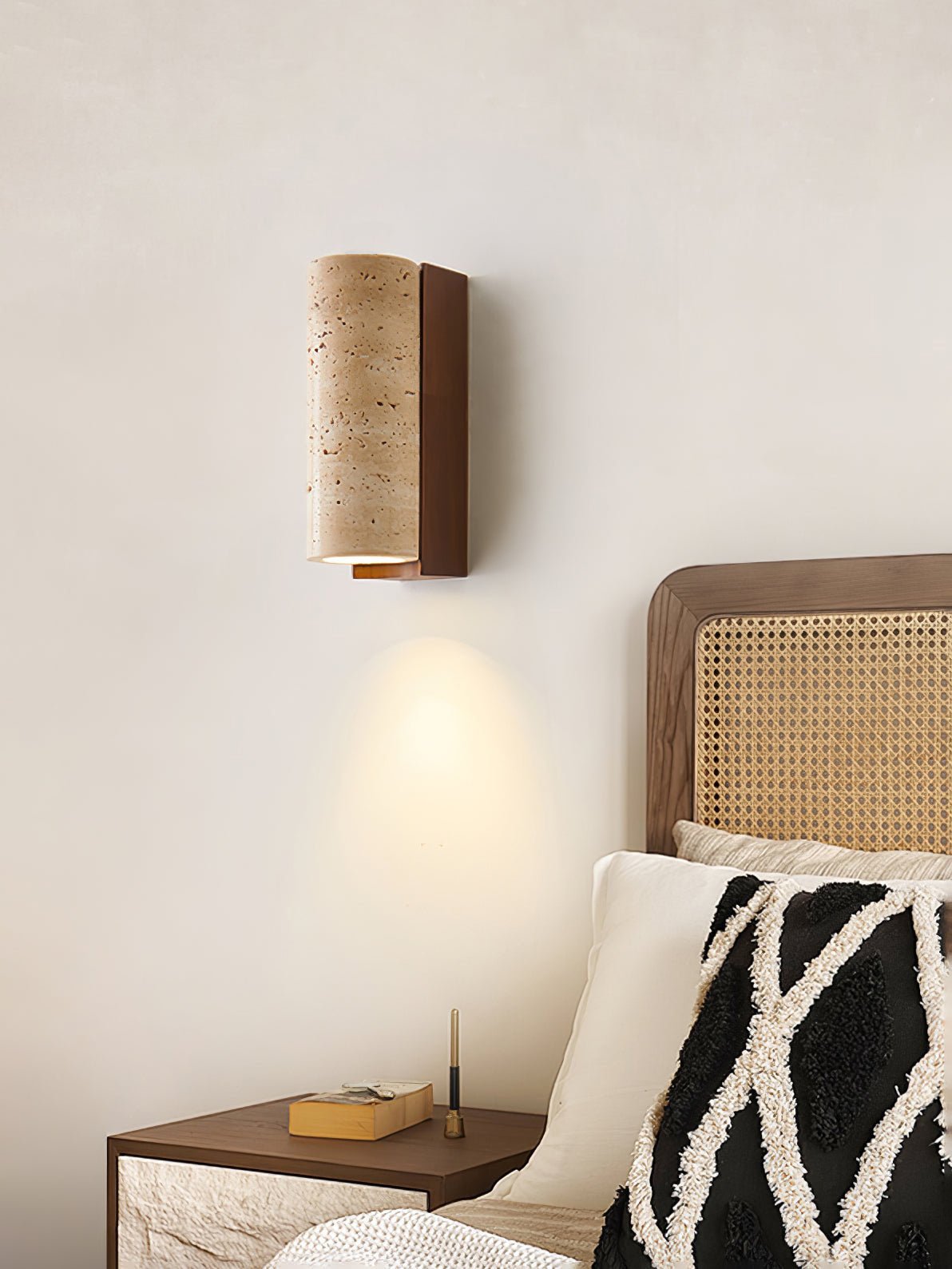 Blynis Cylindrical Travertine Wall Light-Neutral Decor