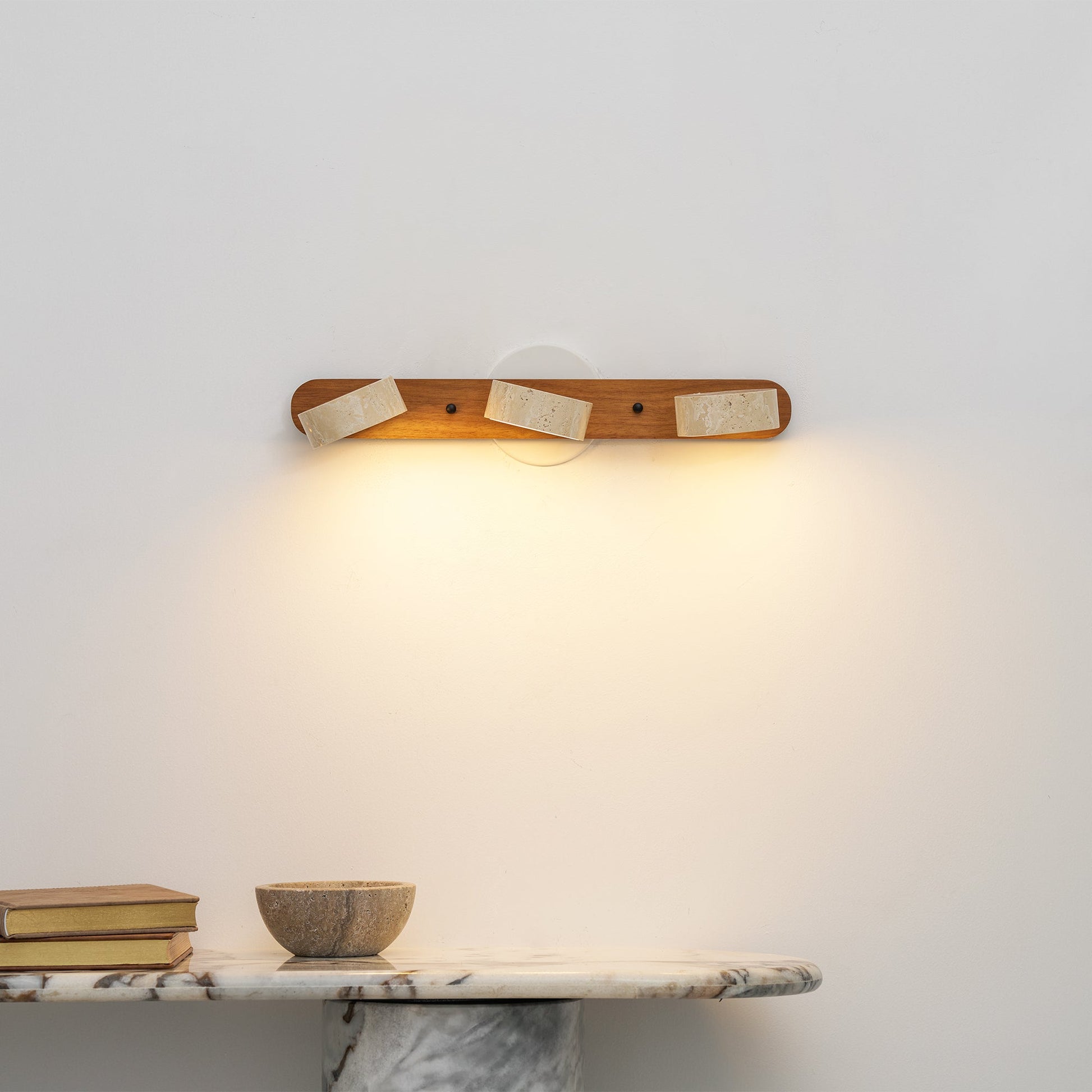 View of the integrated LED light source within the lamp.