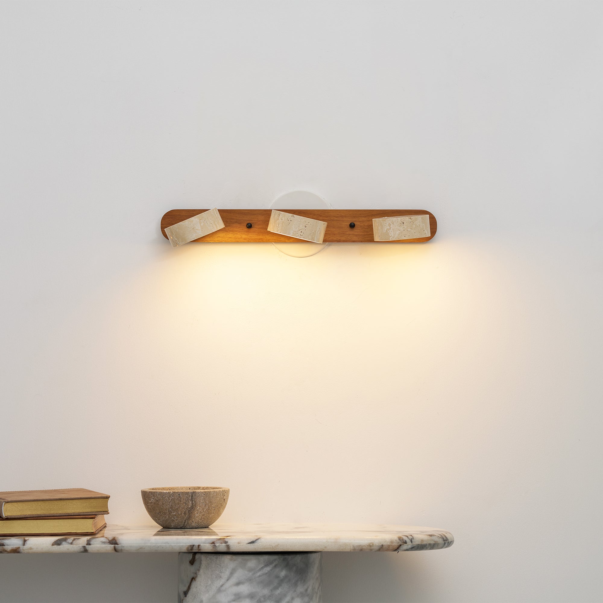 View of the integrated LED light source within the lamp.