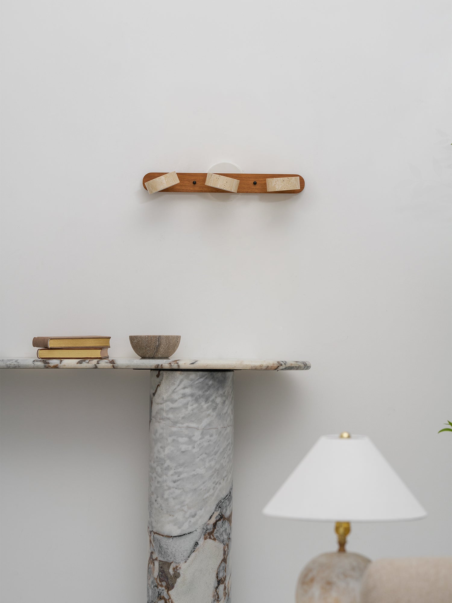Top-down view of the Elias Travertine Wall Lamp.