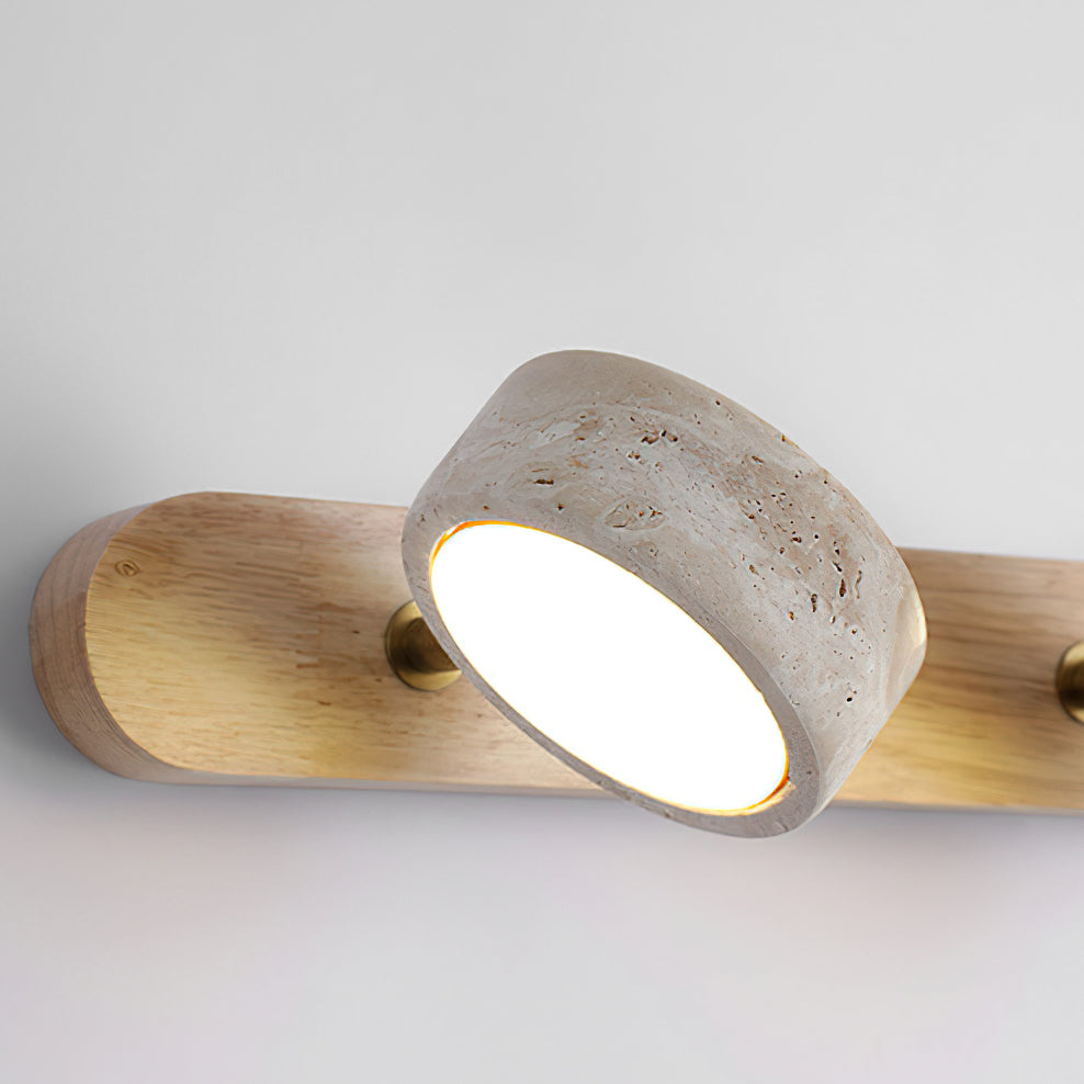 The natural texture of the wood finish on the lamp.