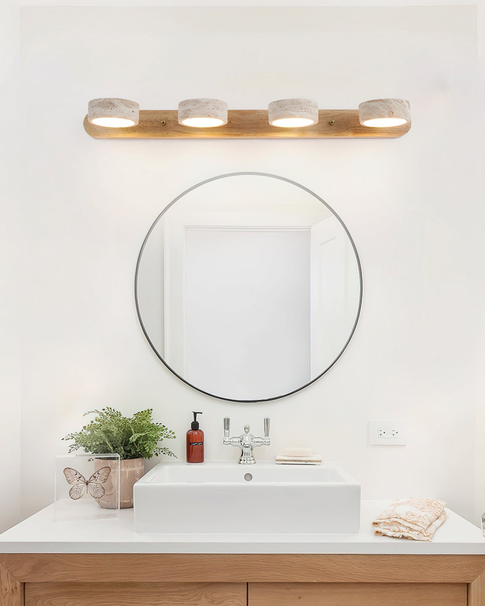 Elias Wall Lamp providing ambient light in a hallway.