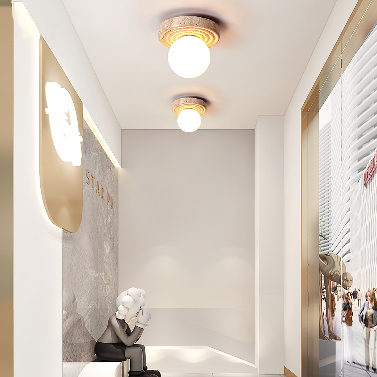 Carmen Travertine Ceiling Light-Neutral Decor