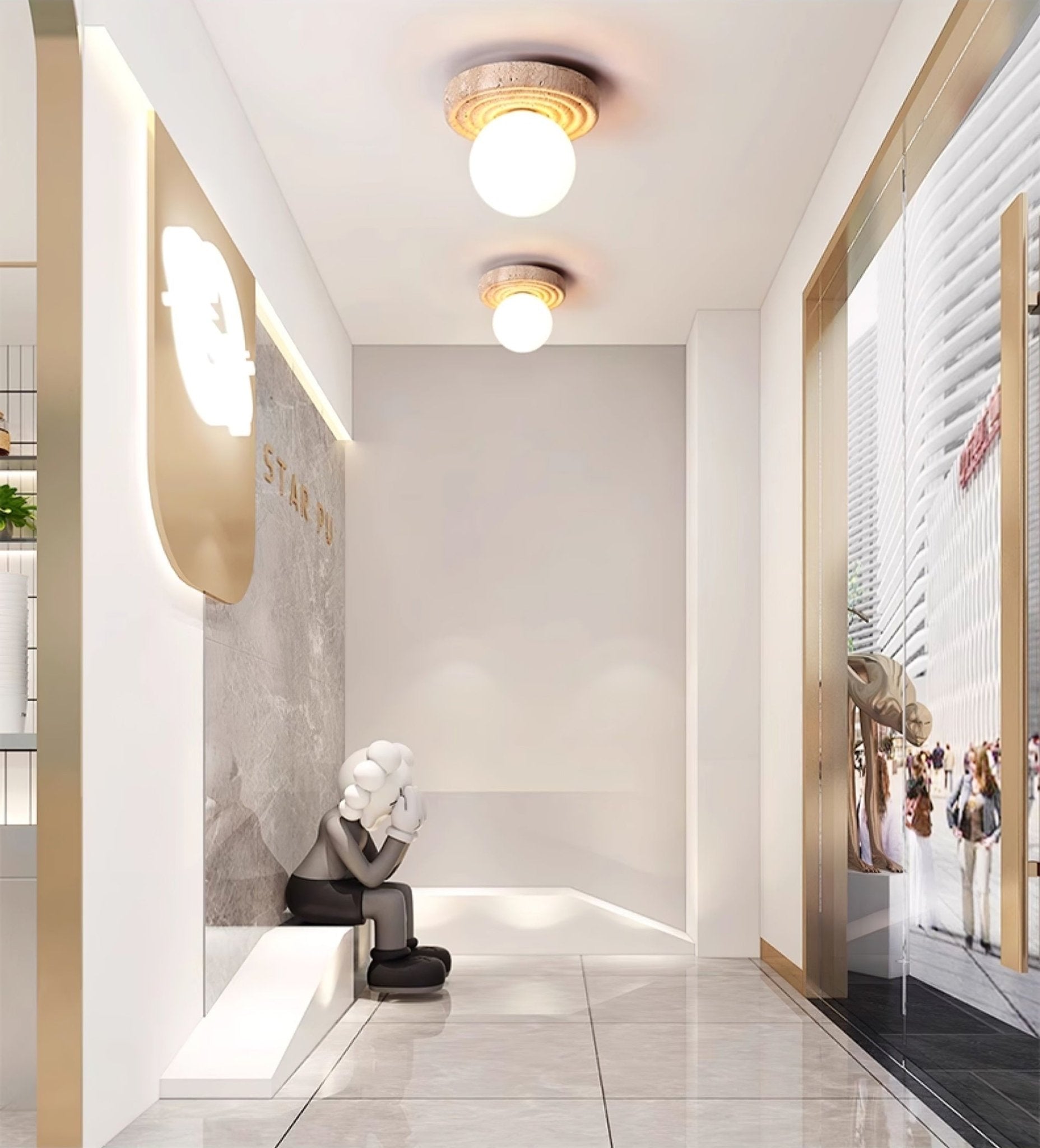 Carmen Travertine Ceiling Light-Neutral Decor