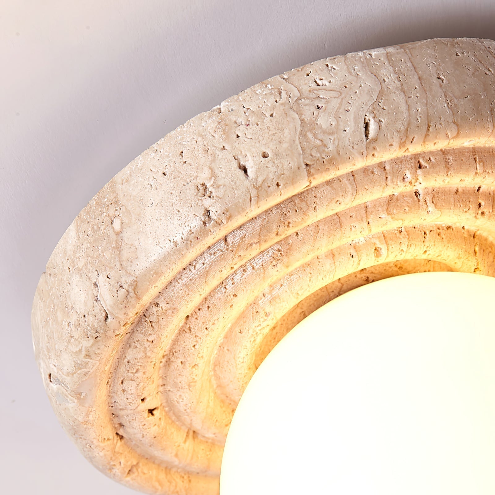 Echo Travertine Globe Wall Lamp-Neutral Decor