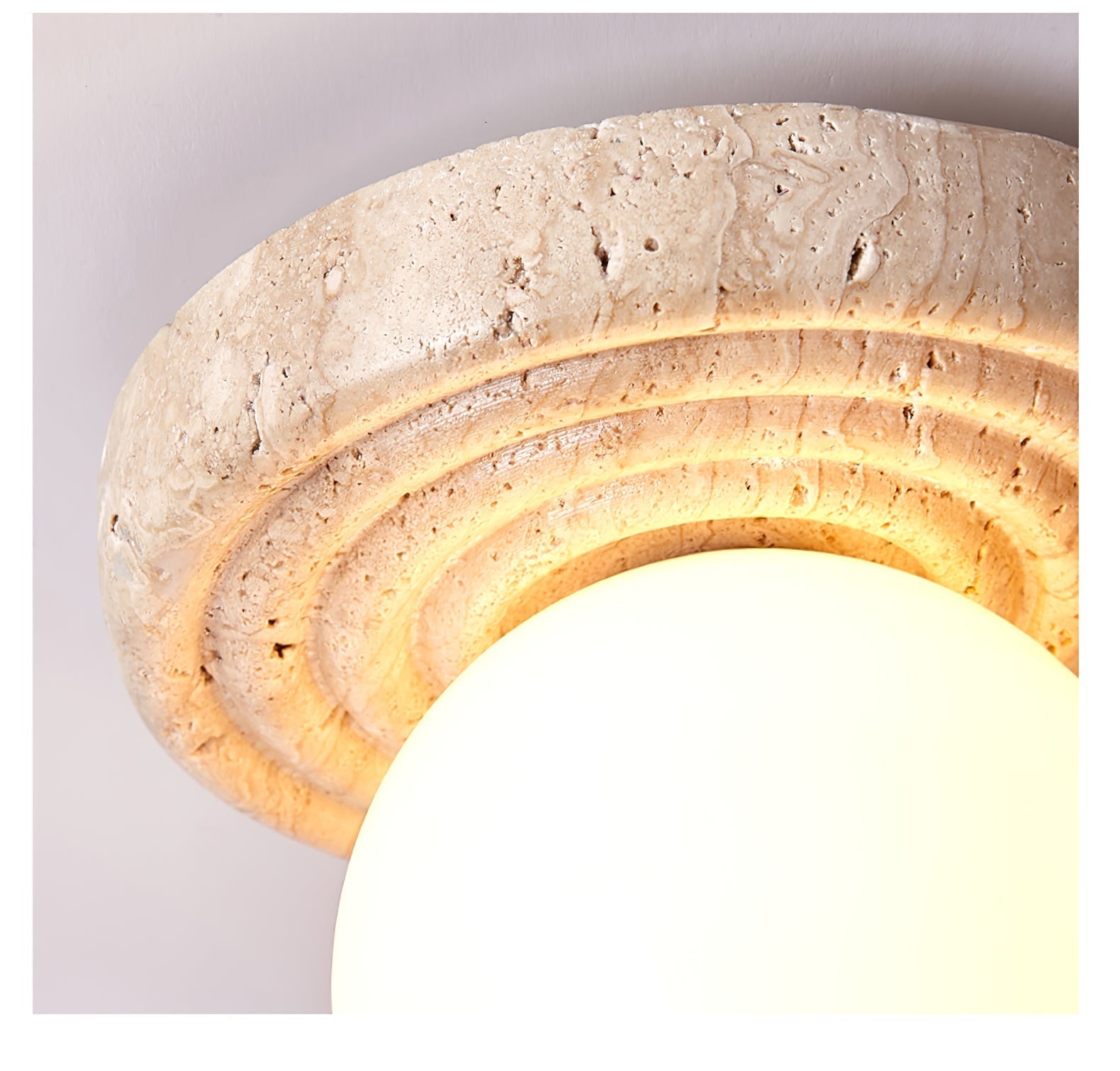 Echo Travertine Globe Wall Lamp-Neutral Decor