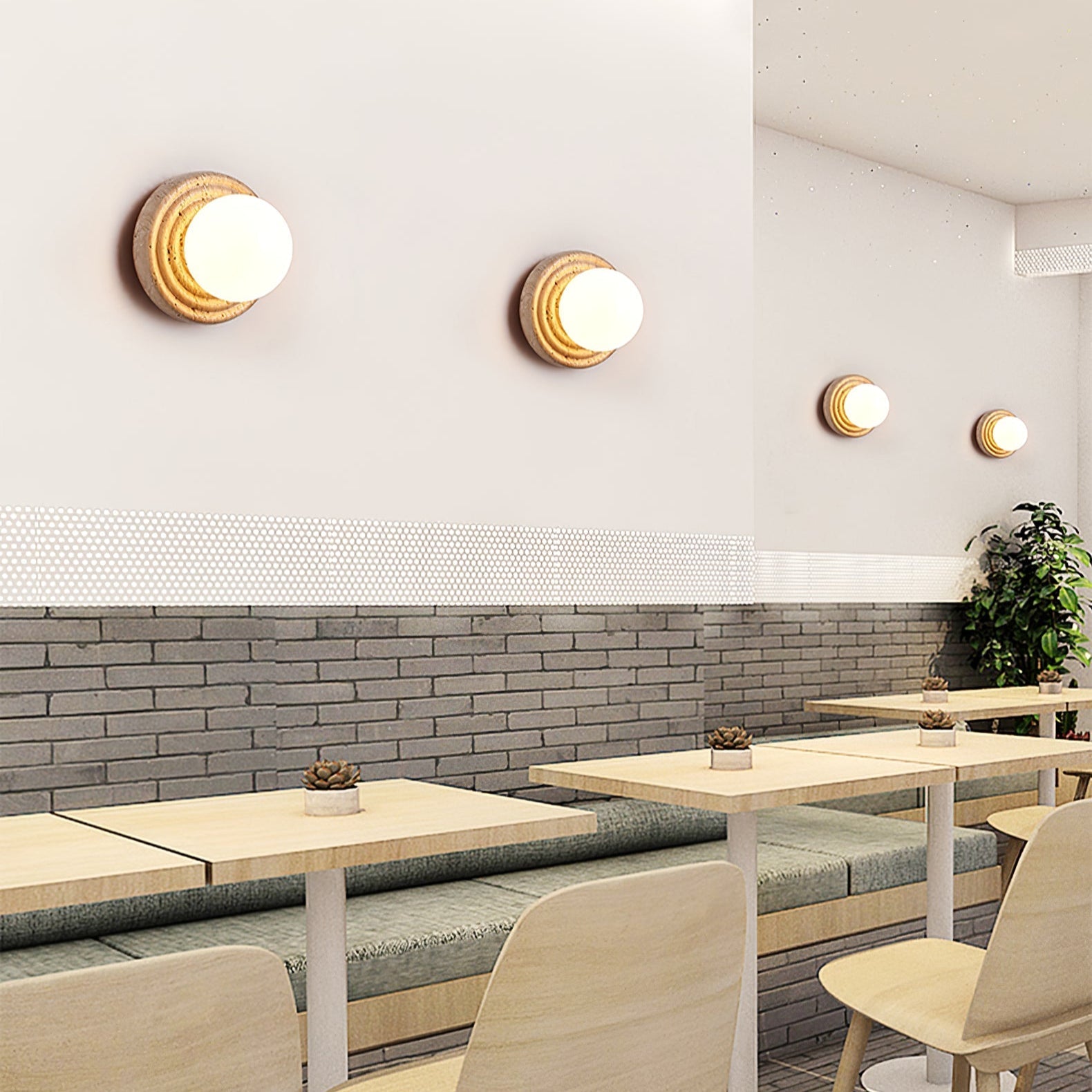 Echo Travertine Globe Wall Lamp-Neutral Decor