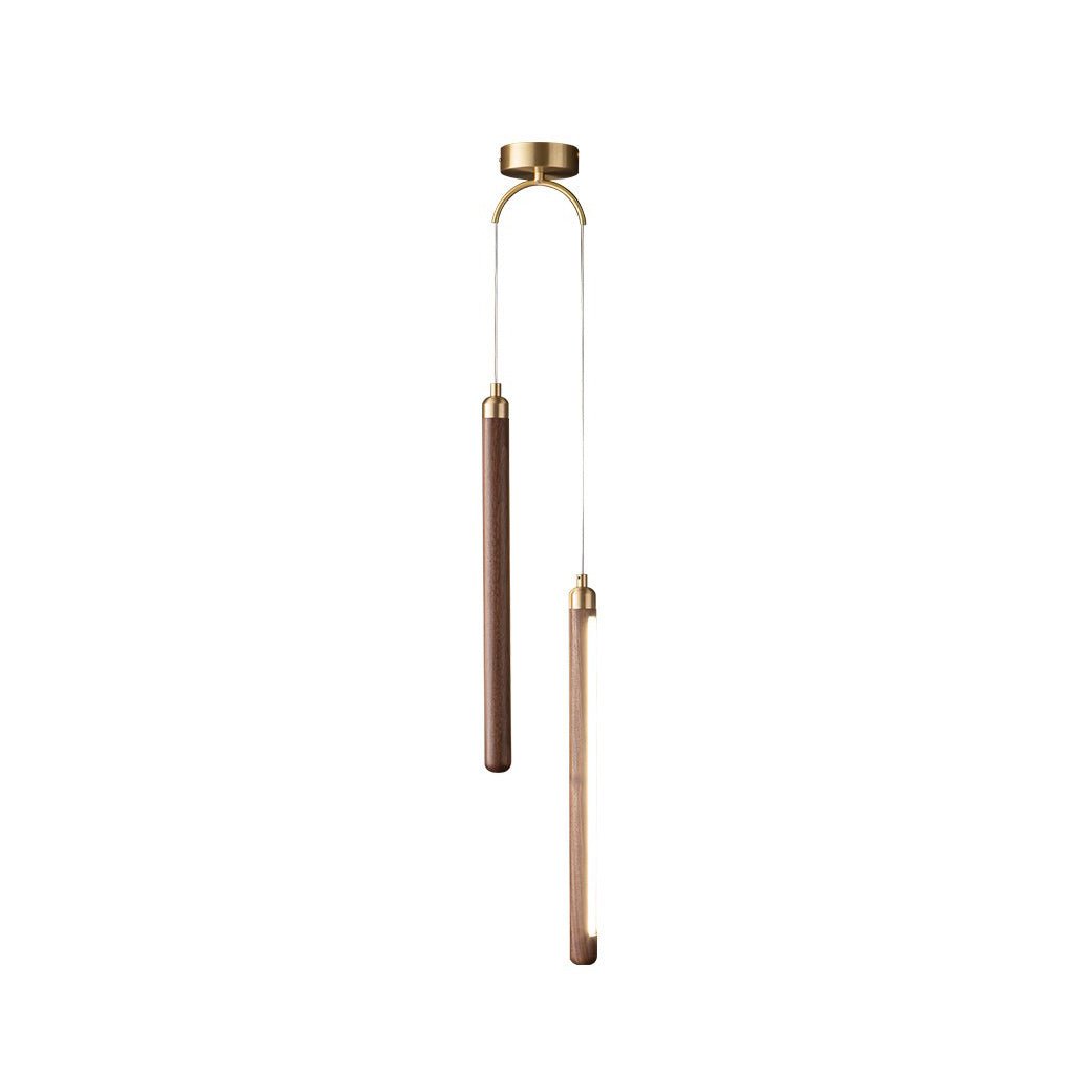Kyoto Walnut Brass Linear Pendant Light-Neutral Decor