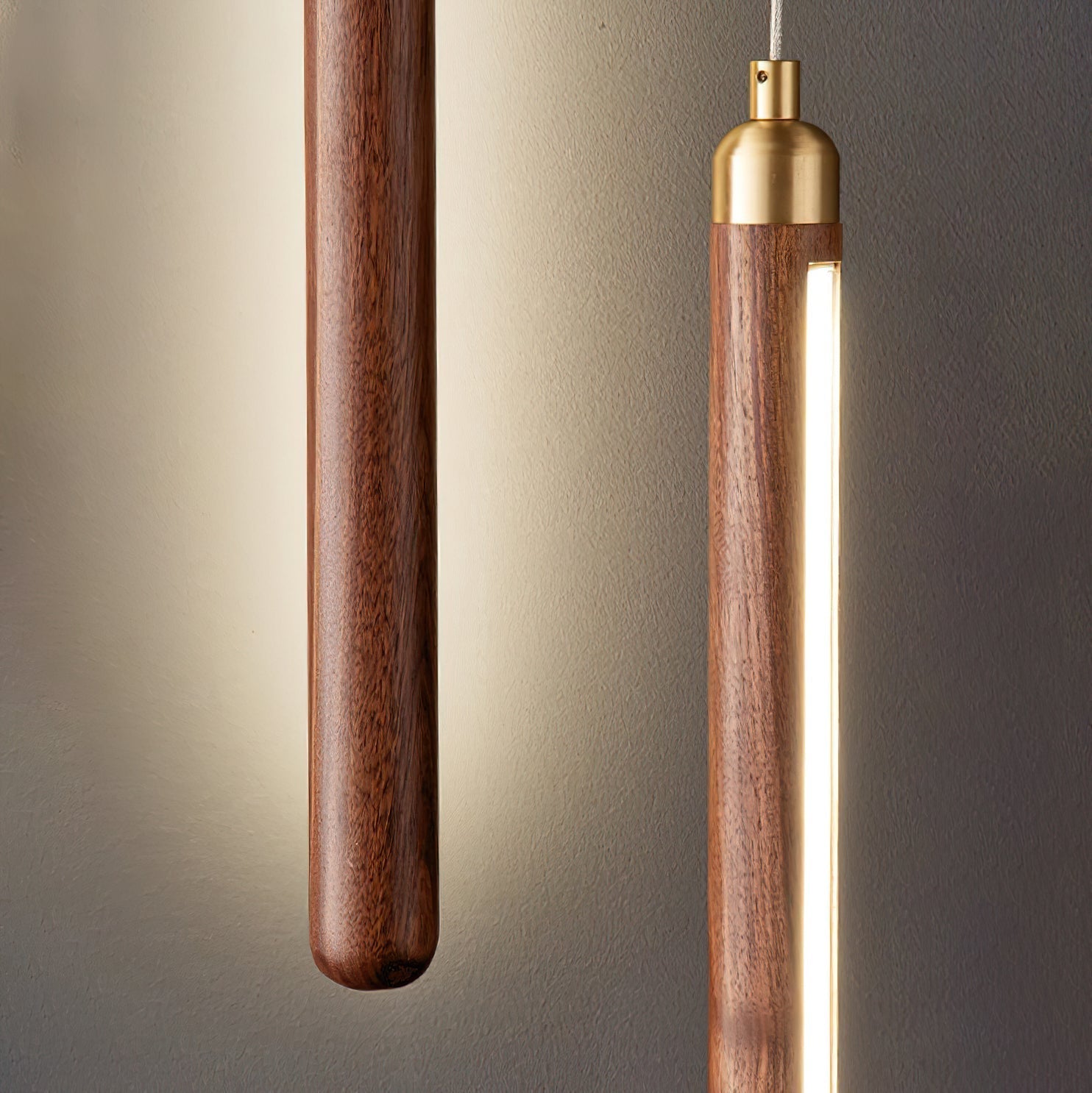 Kyoto Walnut Brass Linear Pendant Light-Neutral Decor