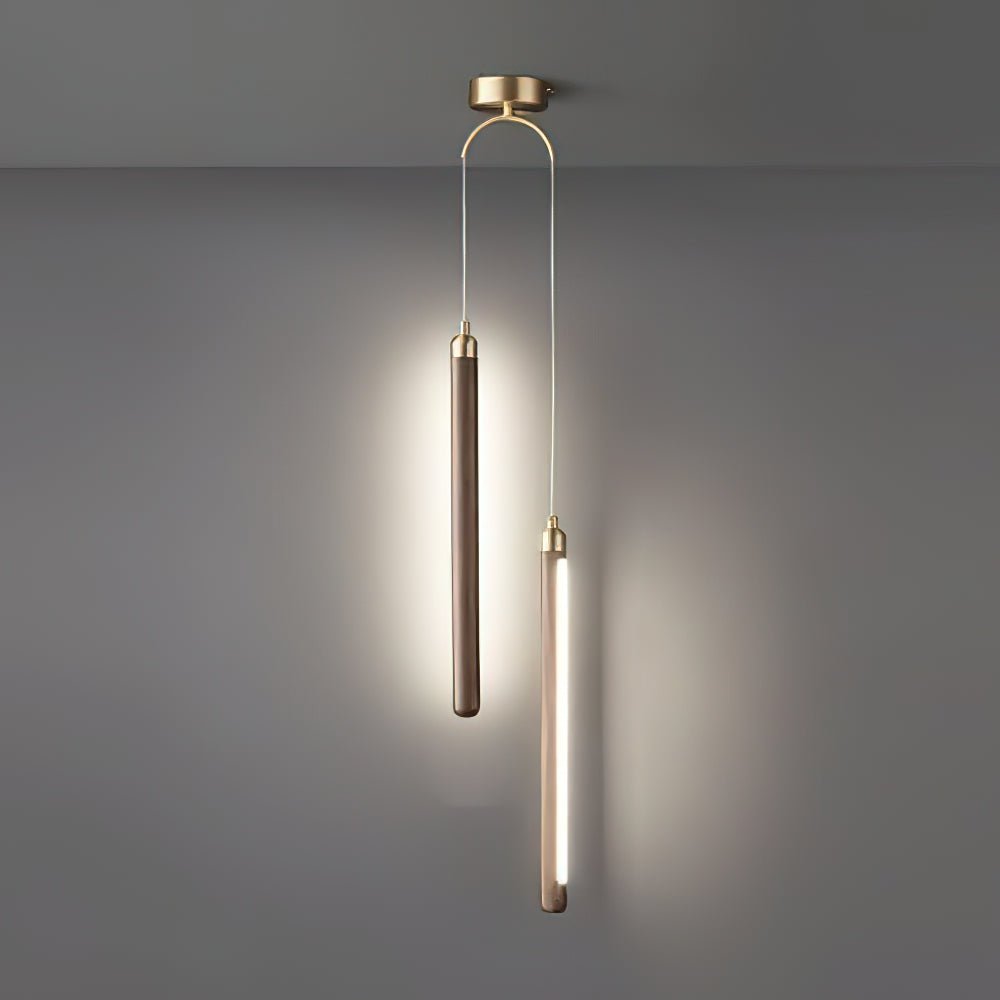 Kyoto Walnut Brass Linear Pendant Light-Neutral Decor