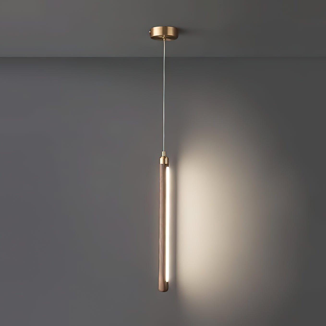 Kyoto Walnut Brass Linear Pendant Light-Neutral Decor