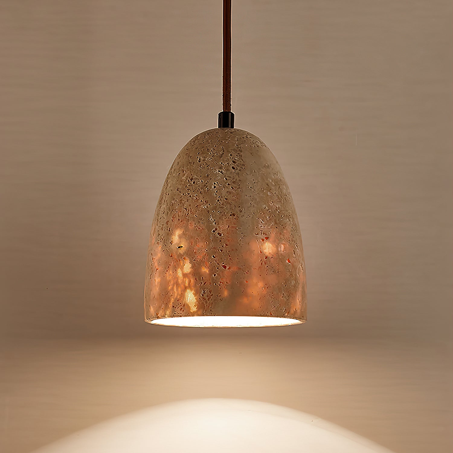 Lildes Conical Travertine Pendant Light-Neutral Decor