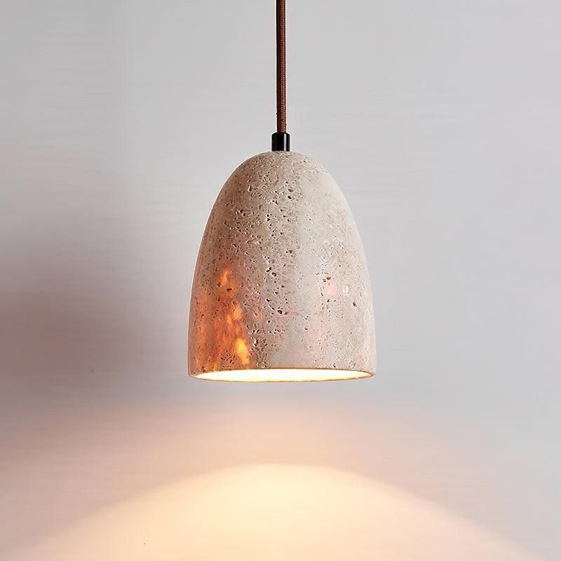 Lildes Conical Travertine Pendant Light-Neutral Decor