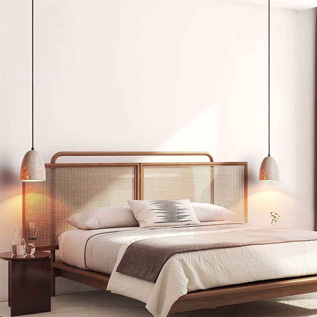Lildes Conical Travertine Pendant Light-Neutral Decor