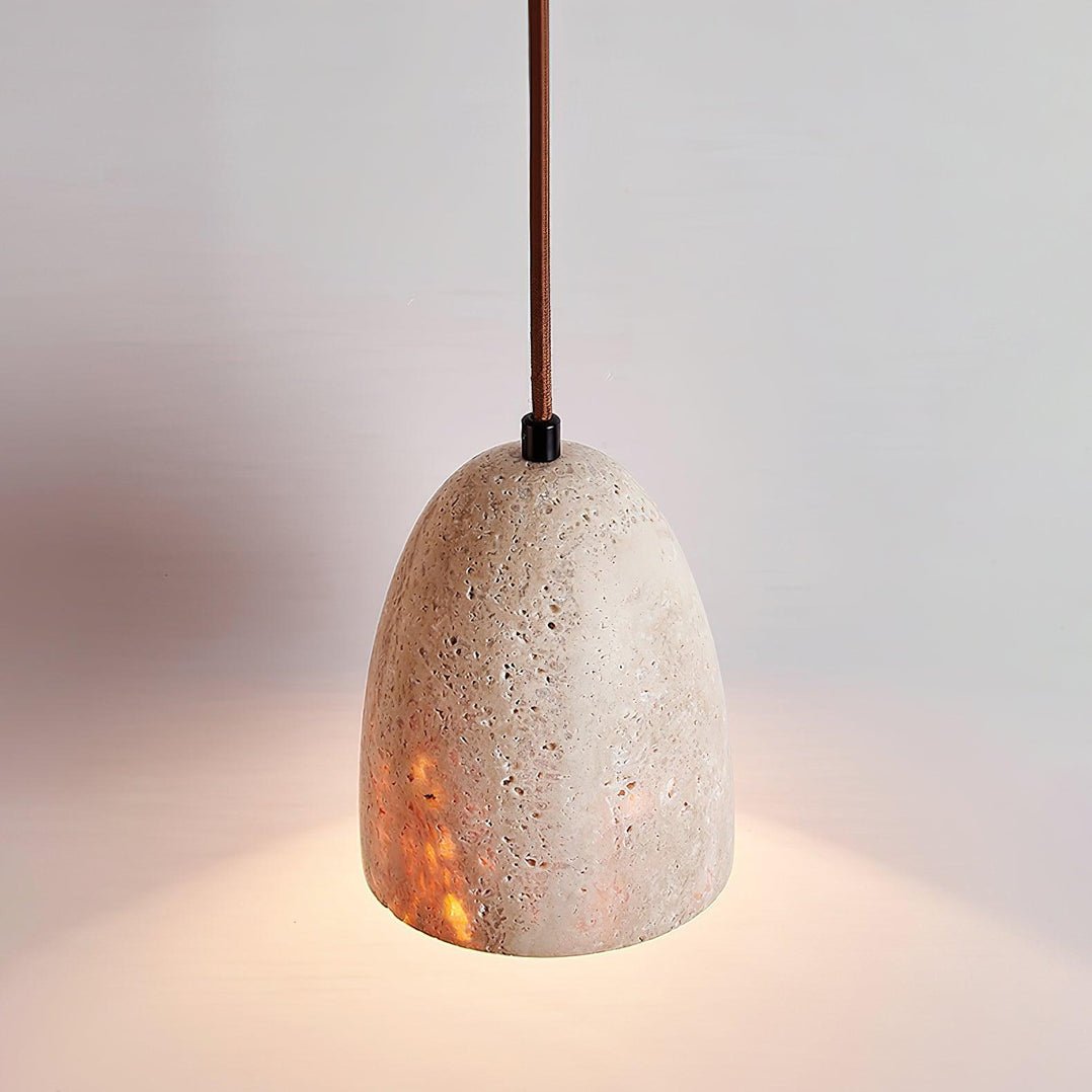 Lildes Conical Travertine Pendant Light-Neutral Decor