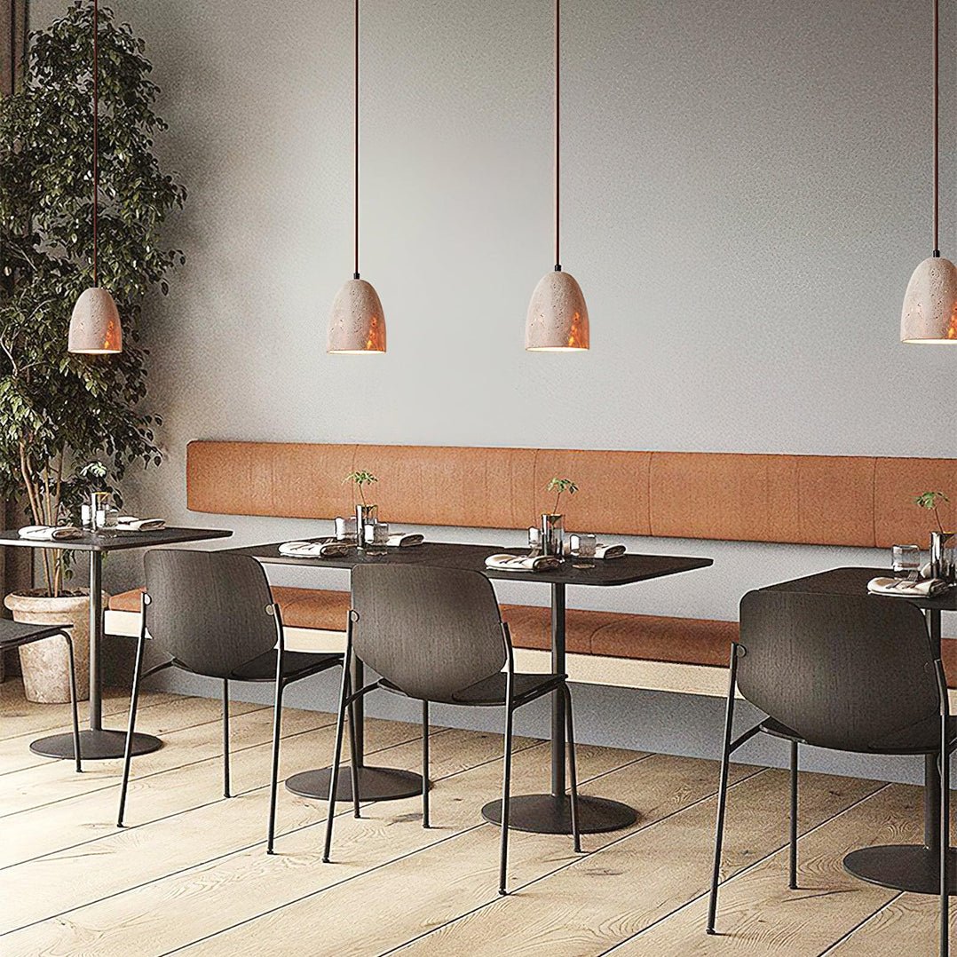 Lildes Conical Travertine Pendant Light-Neutral Decor