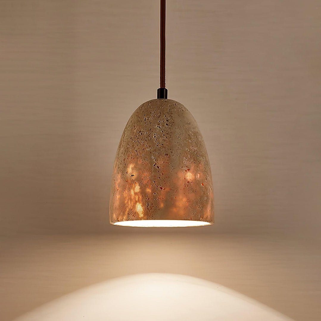 Lildes Conical Travertine Pendant Light-Neutral Decor