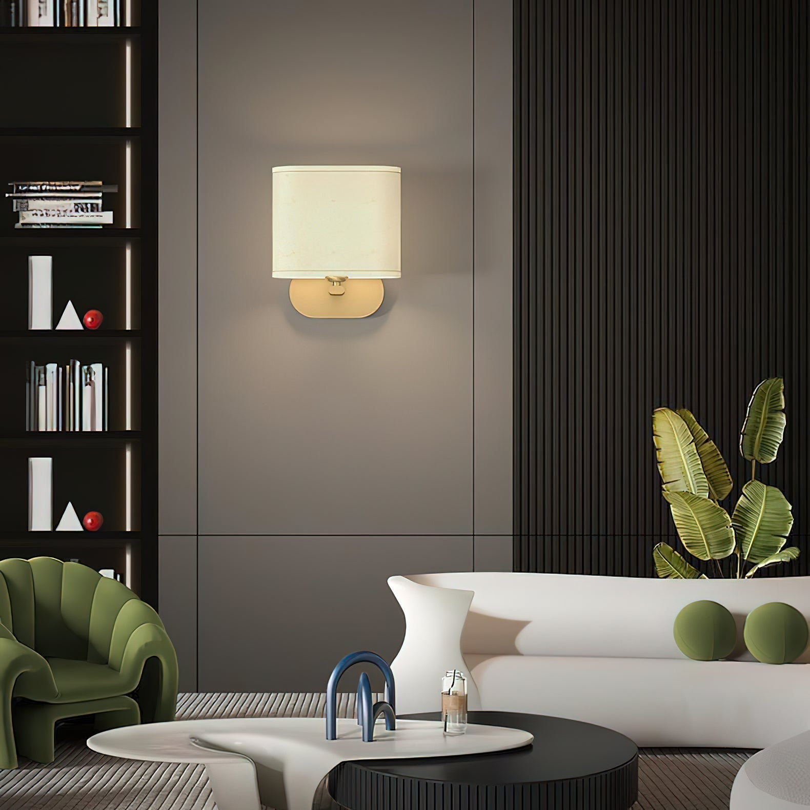 Myth Brass Fabric Wall Lamp-Neutral Decor