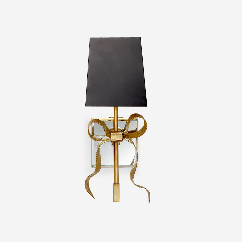 Leko Black Shade Wall Sconce with Gold Bow Accent-Neutral Decor