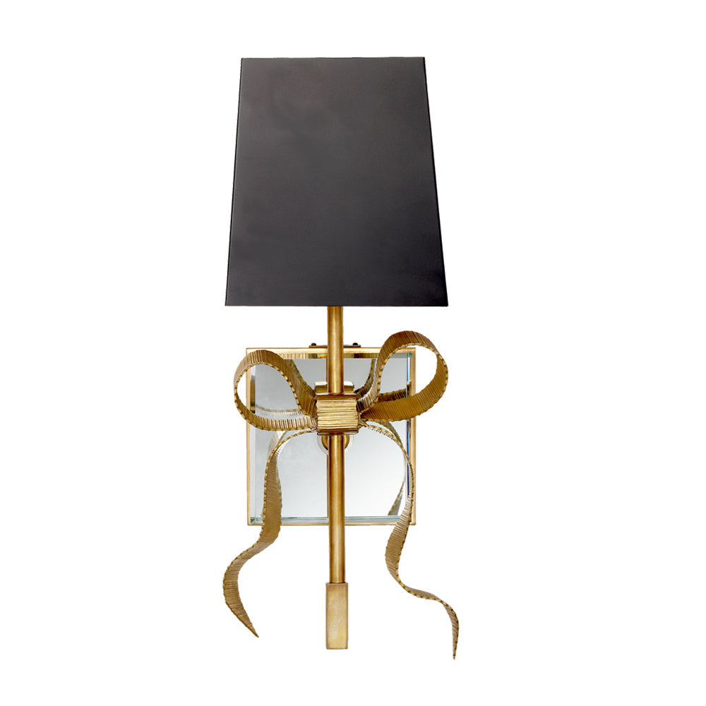 Ribelle Black Shade Wall Sconce with Gold Bow Accent