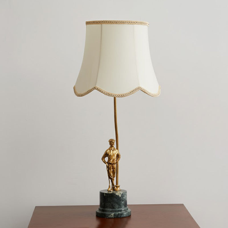 Angled shot showing the height and proportions of the lamp.