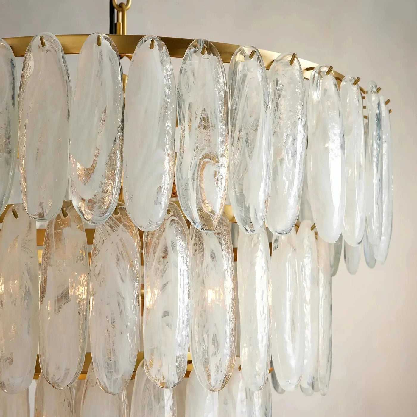 Detail shot of the metal frame and bulb socket of the Ellington Chandelier.