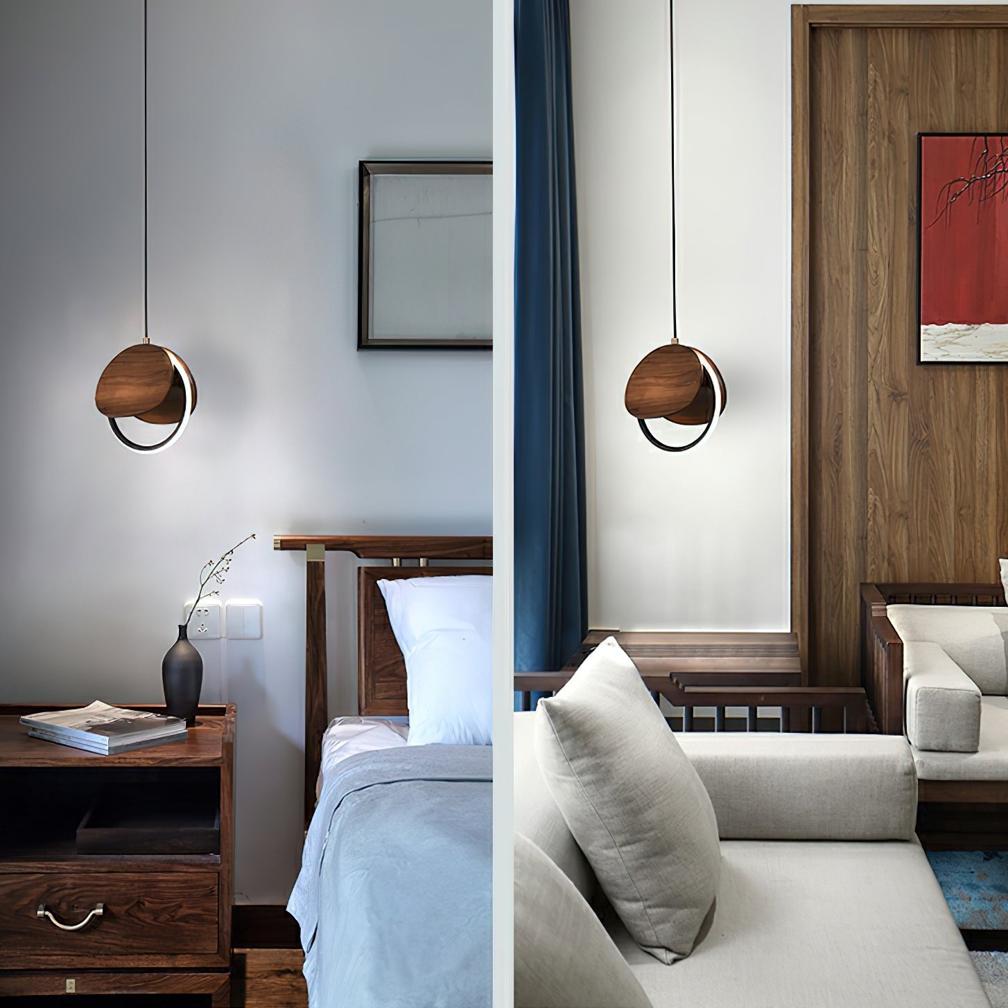 Avvelen Geometric Wood Pendant Light-Neutral Decor