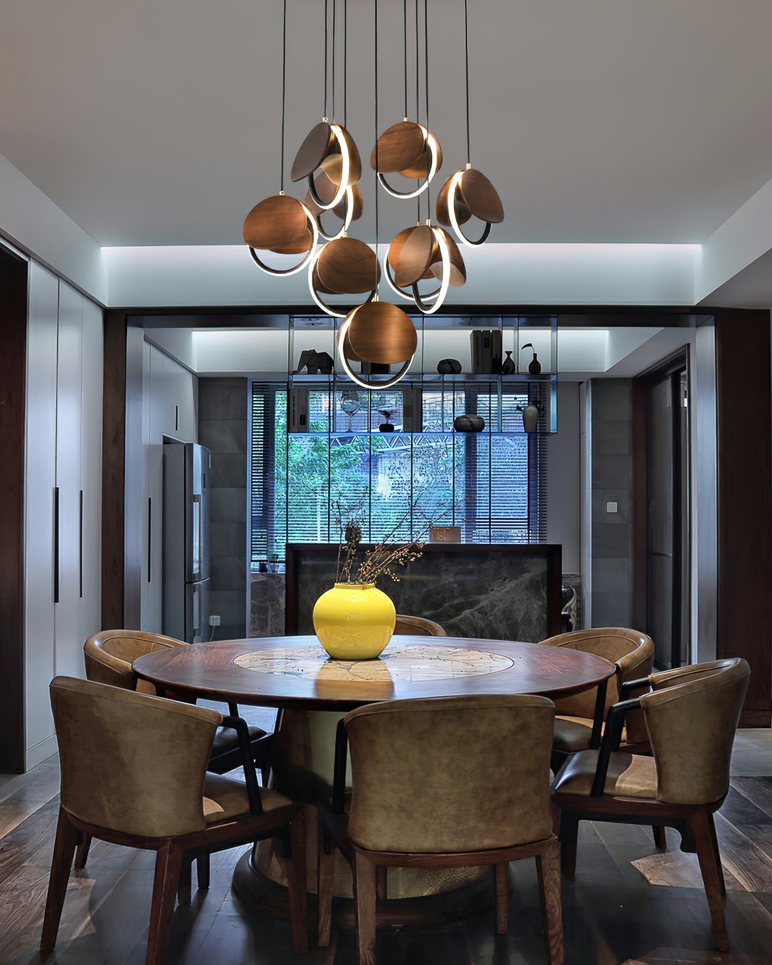 Avvelen Geometric Wood Pendant Light-Neutral Decor