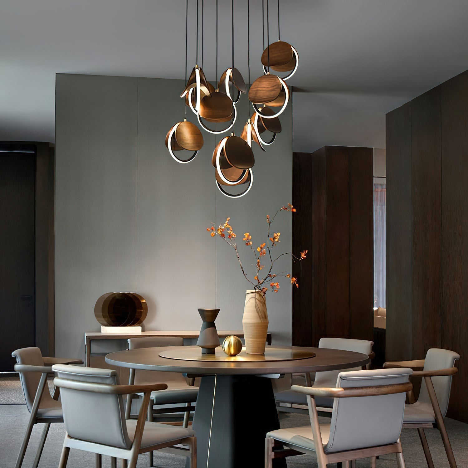 Avvelen Geometric Wood Pendant Light-Neutral Decor
