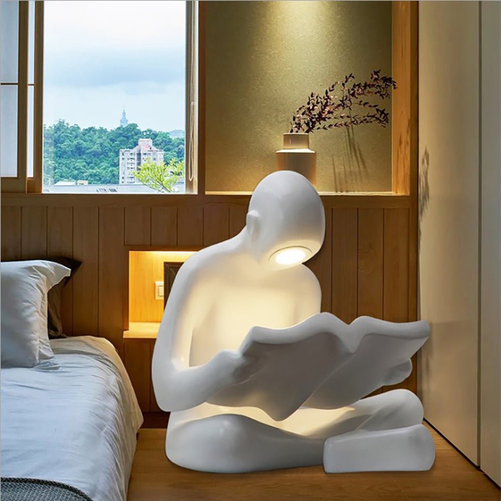 Aulten Reader Sculpture Table Lamp-Neutral Decor