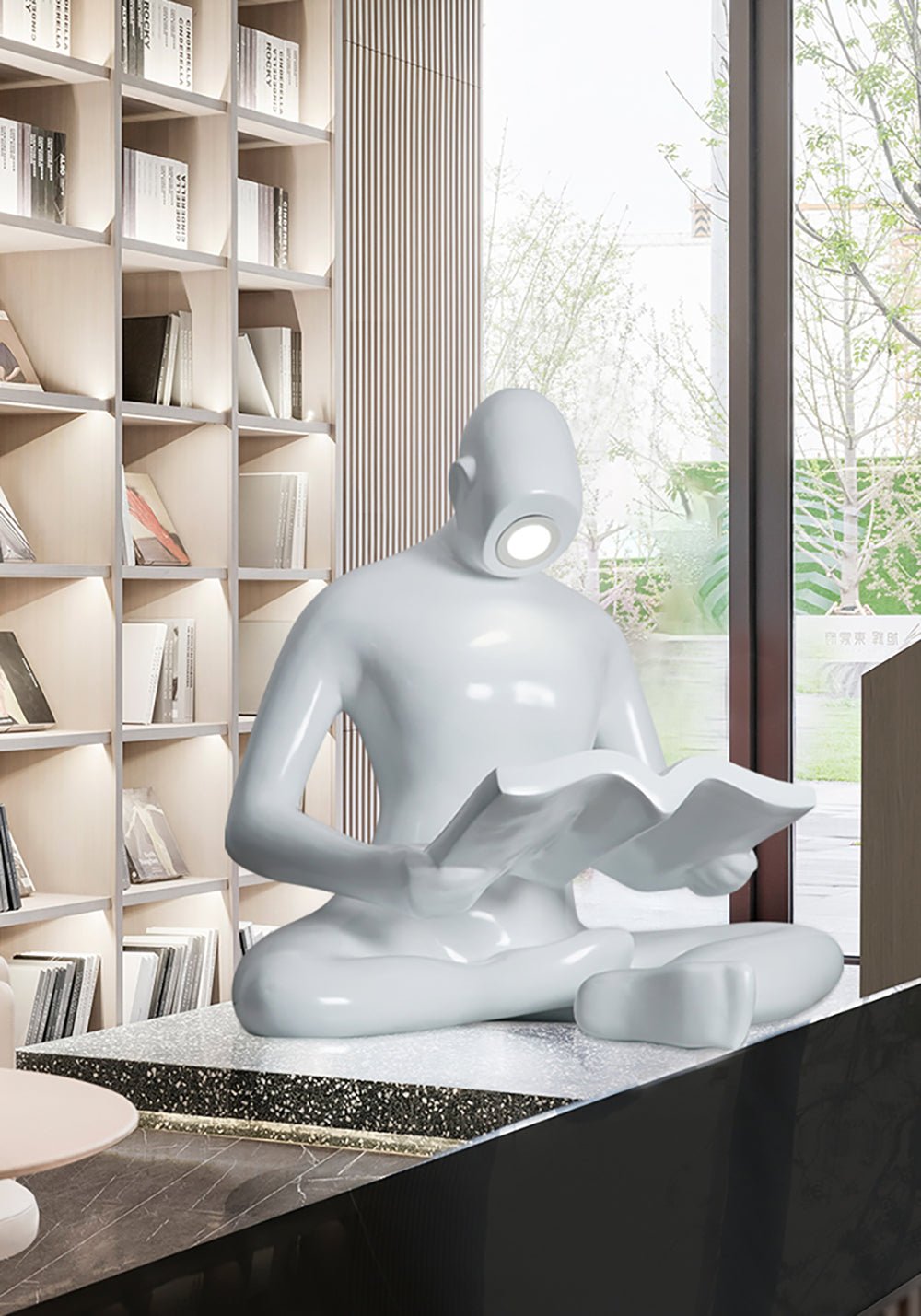 Aulten Reader Sculpture Table Lamp-Neutral Decor