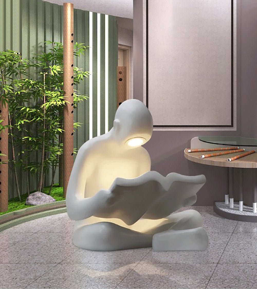 Aulten Reader Sculpture Table Lamp-Neutral Decor
