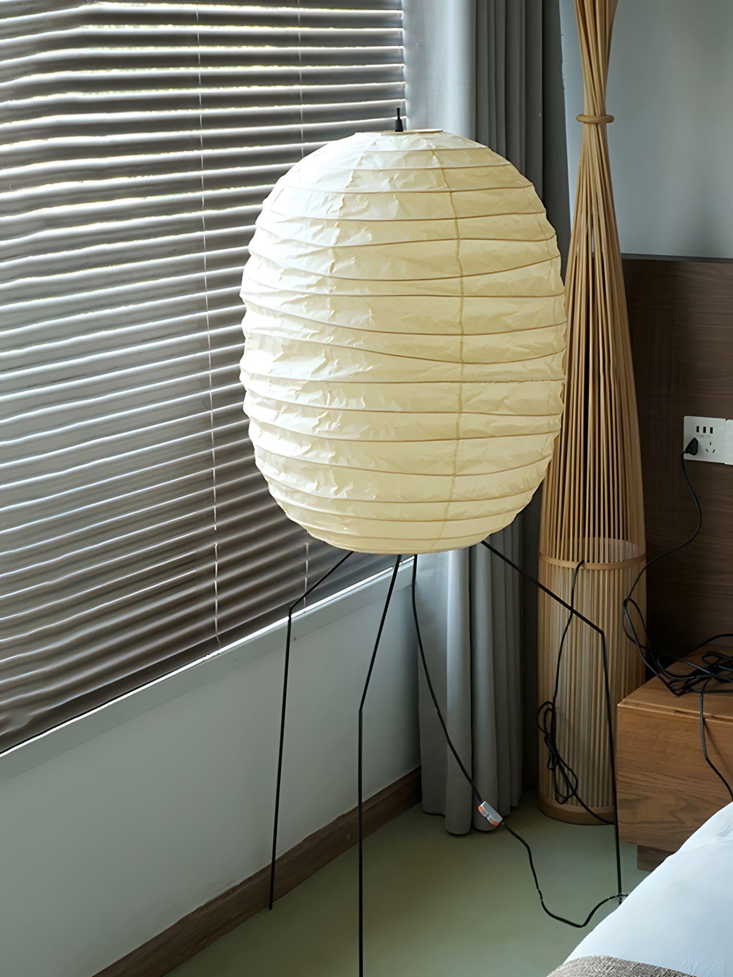 Barbara Vintage Rice Paper Floor Lamp-Neutral Decor
