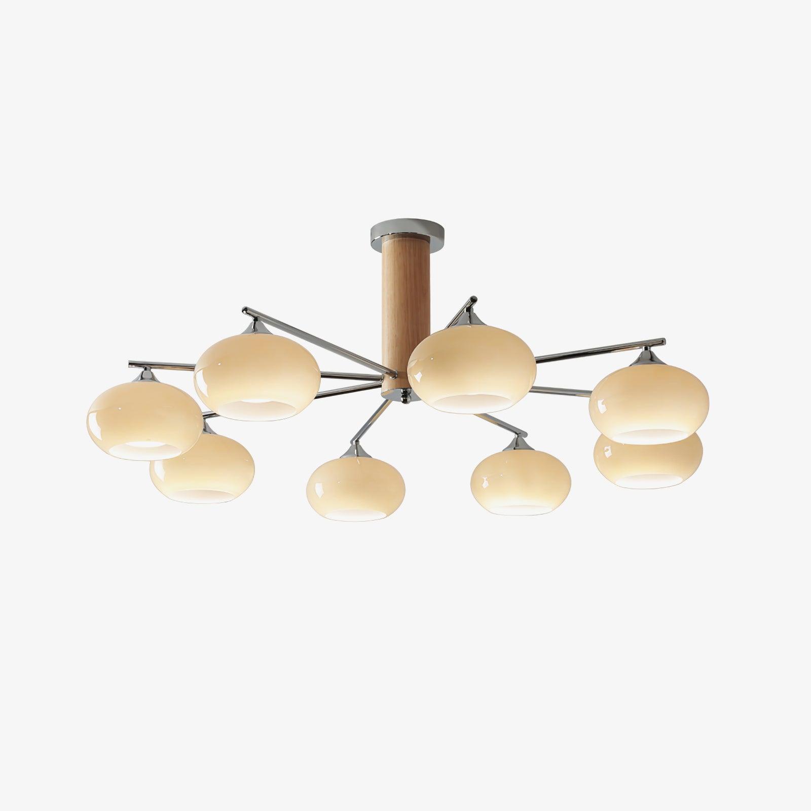 Srra Chandelier Persimmon Glass Mid-Century 8-Light-Neutral Decor