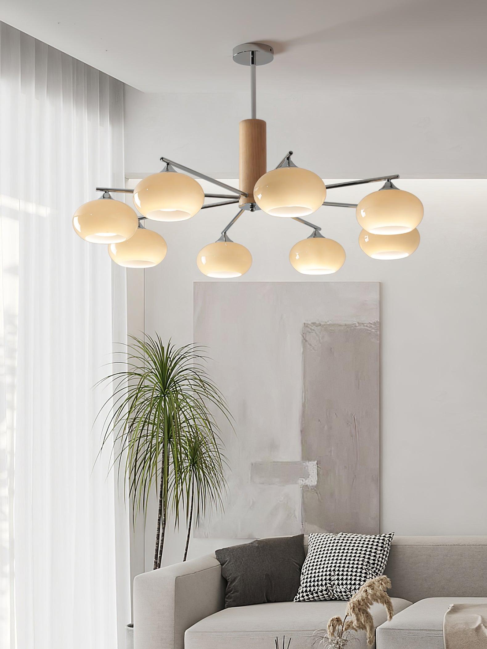 Srra Chandelier Persimmon Glass Mid-Century 8-Light-Neutral Decor