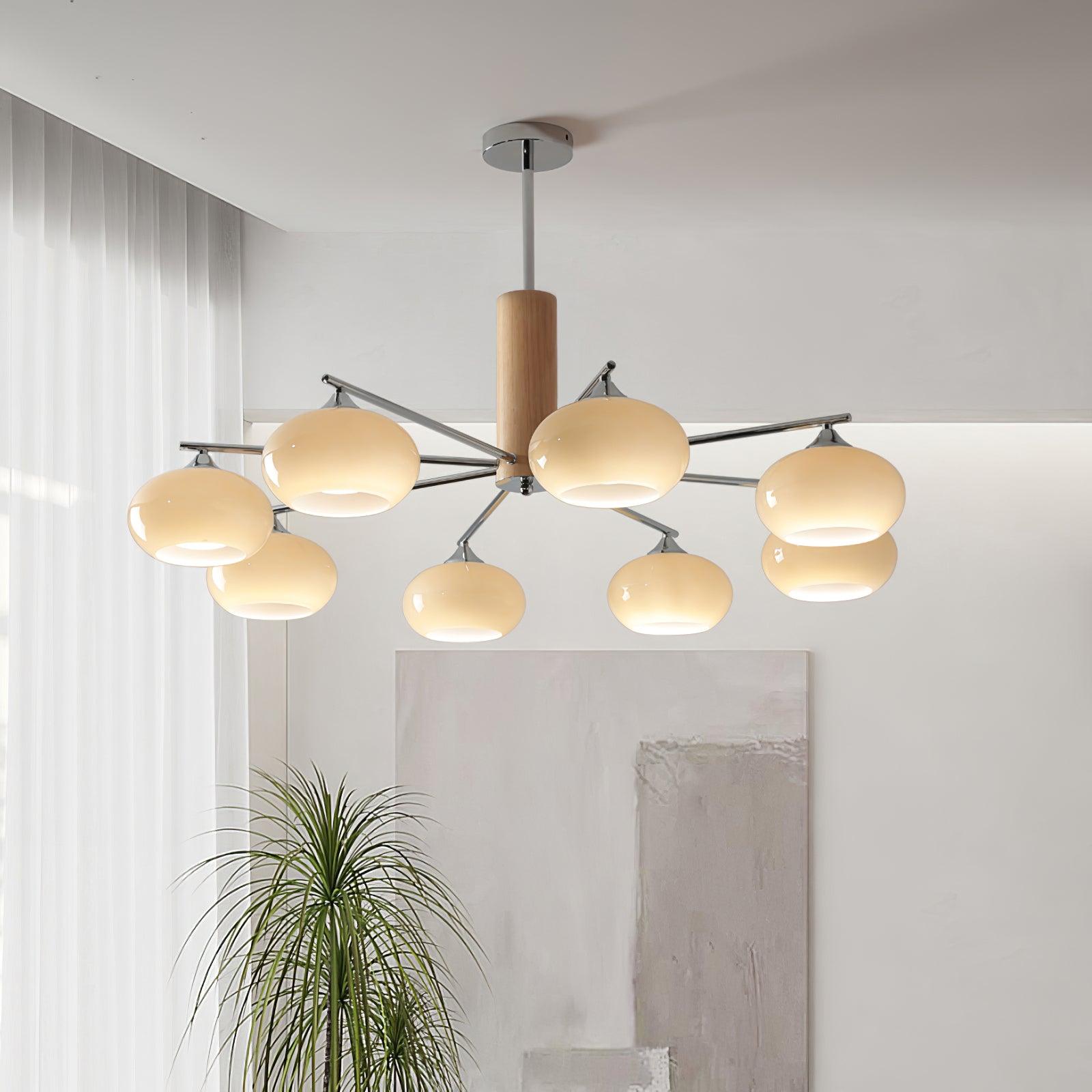 Srra Chandelier Persimmon Glass Mid-Century 8-Light-Neutral Decor