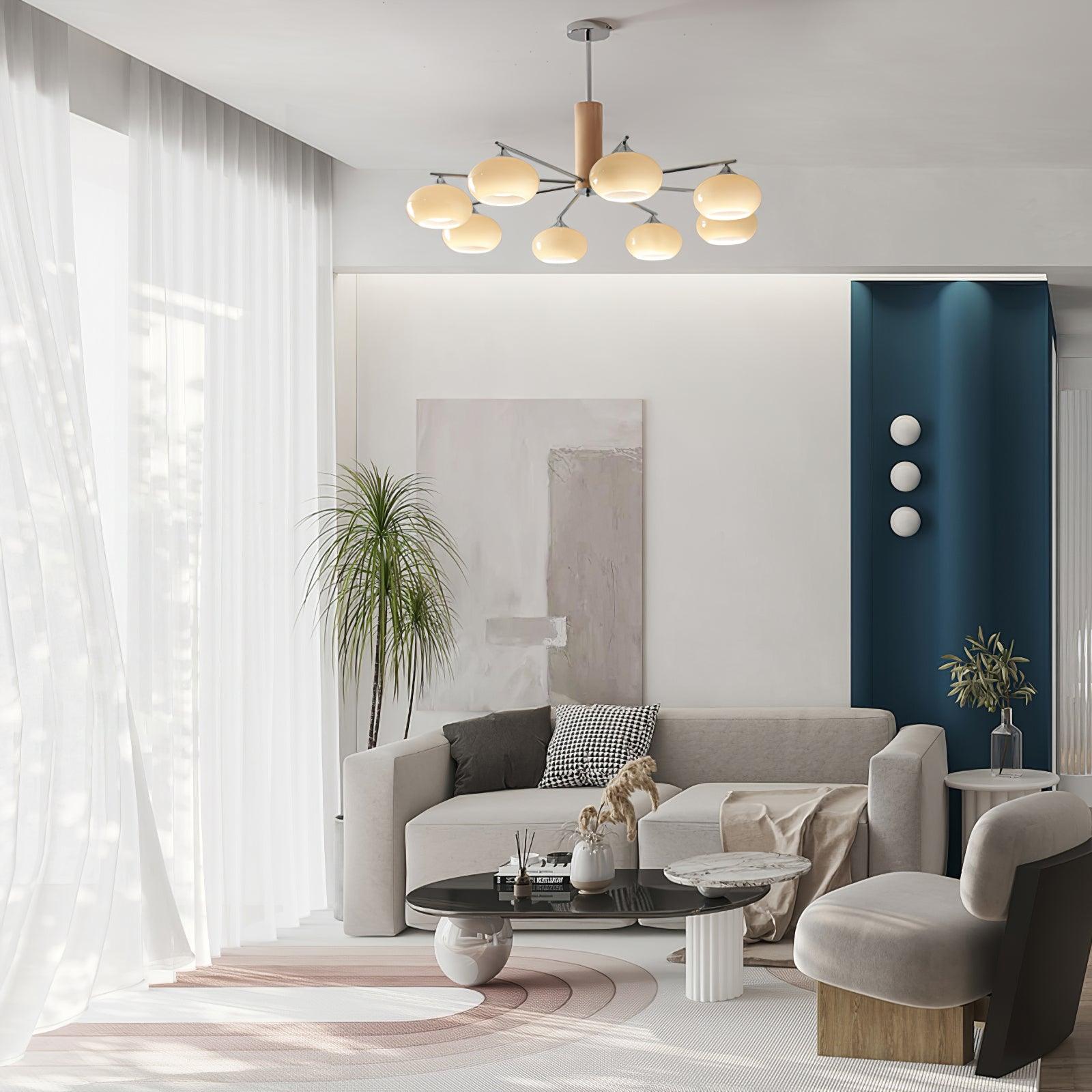 Srra Chandelier Persimmon Glass Mid-Century 8-Light-Neutral Decor