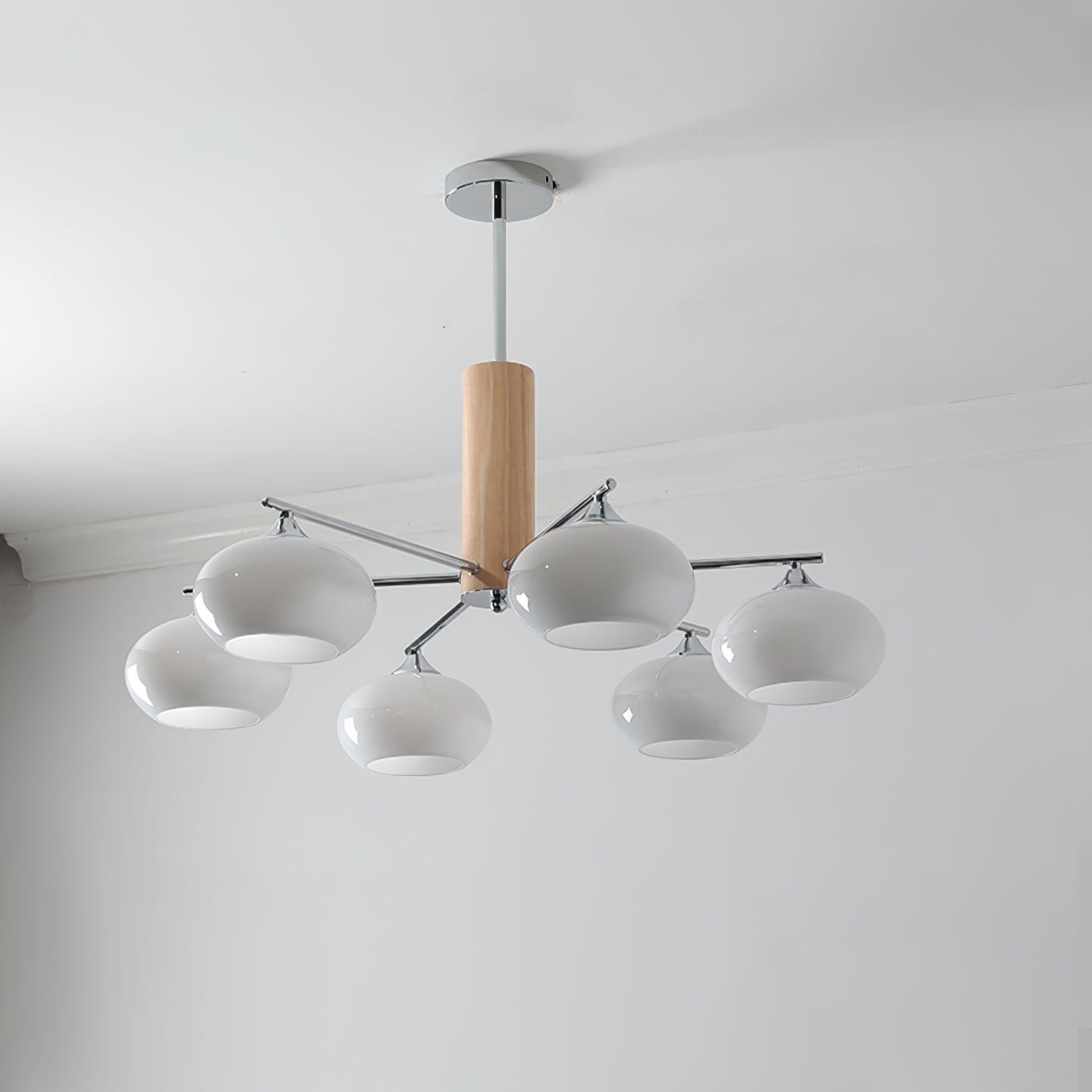 Srra Chandelier Persimmon Glass Mid-Century 8-Light-Neutral Decor