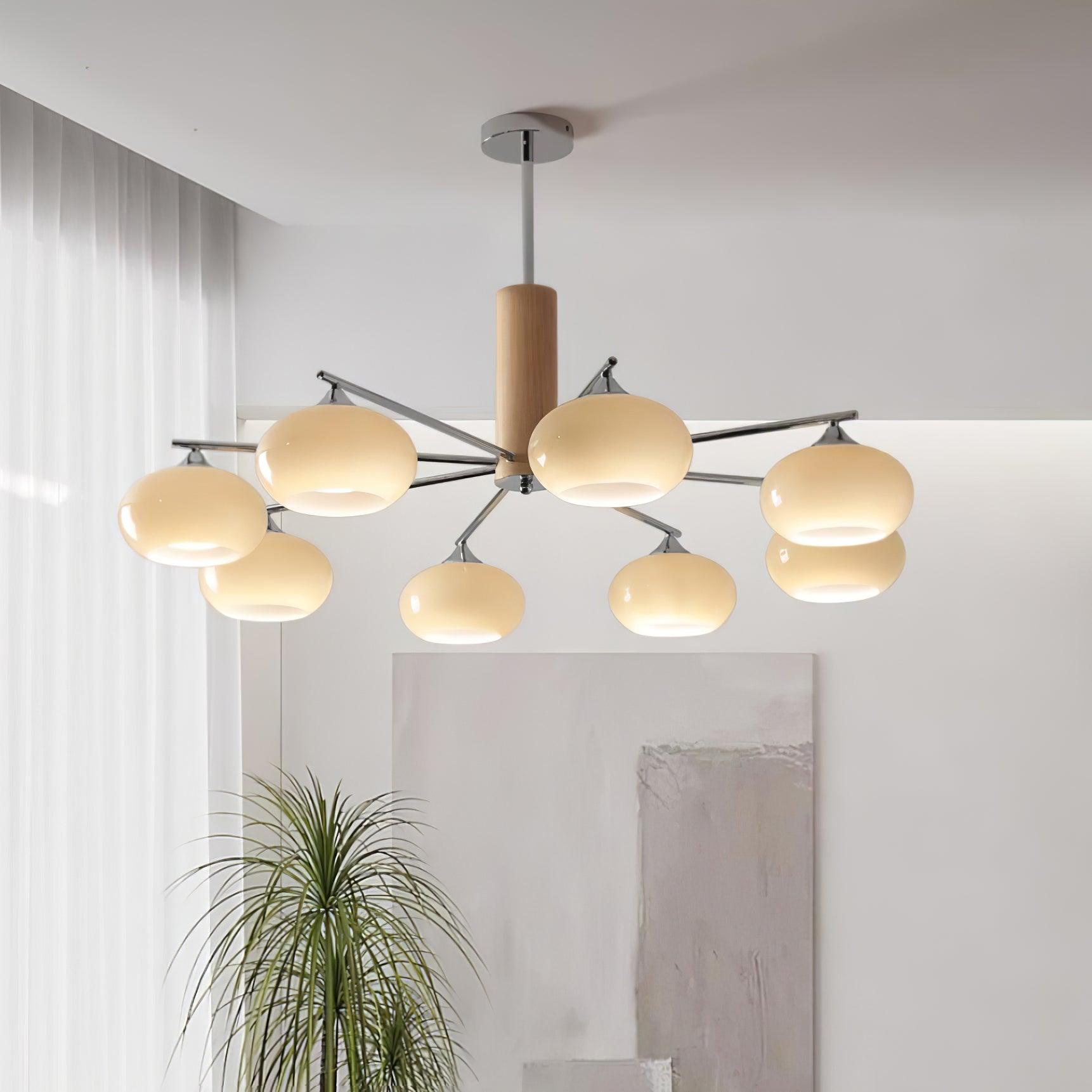Srra Chandelier Persimmon Glass Mid-Century 8-Light-Neutral Decor