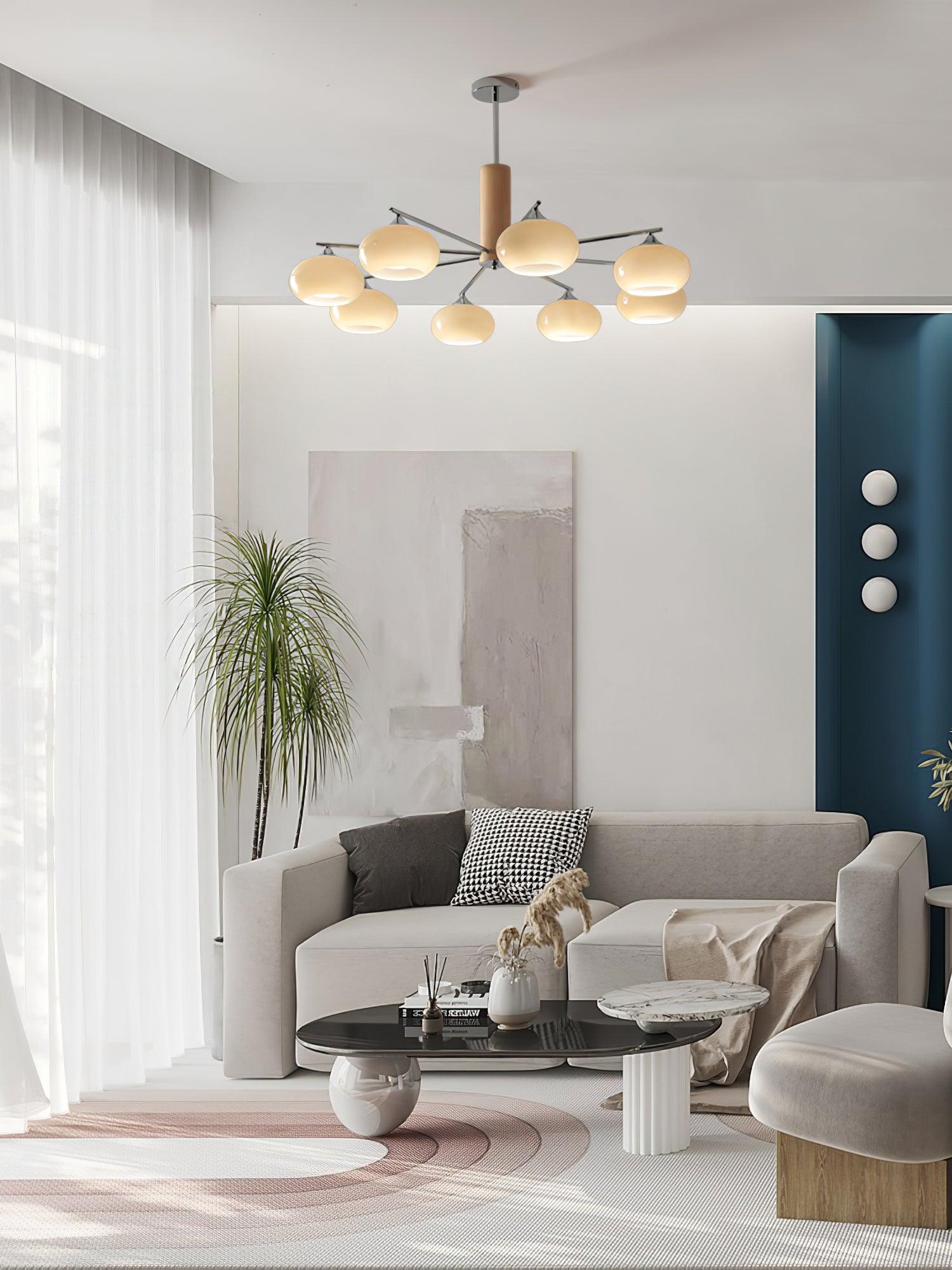 Srra Chandelier Persimmon Glass Mid-Century 8-Light-Neutral Decor