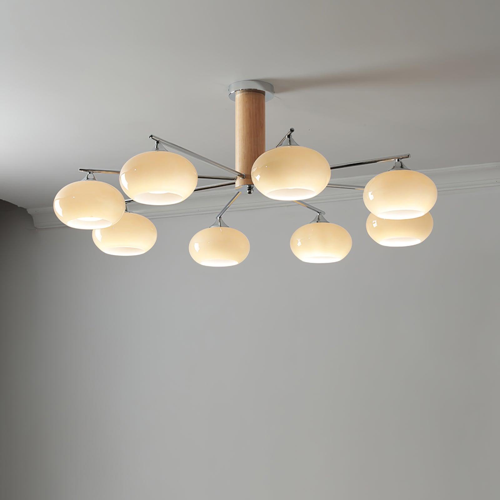 Srra Chandelier Persimmon Glass Mid-Century 8-Light-Neutral Decor