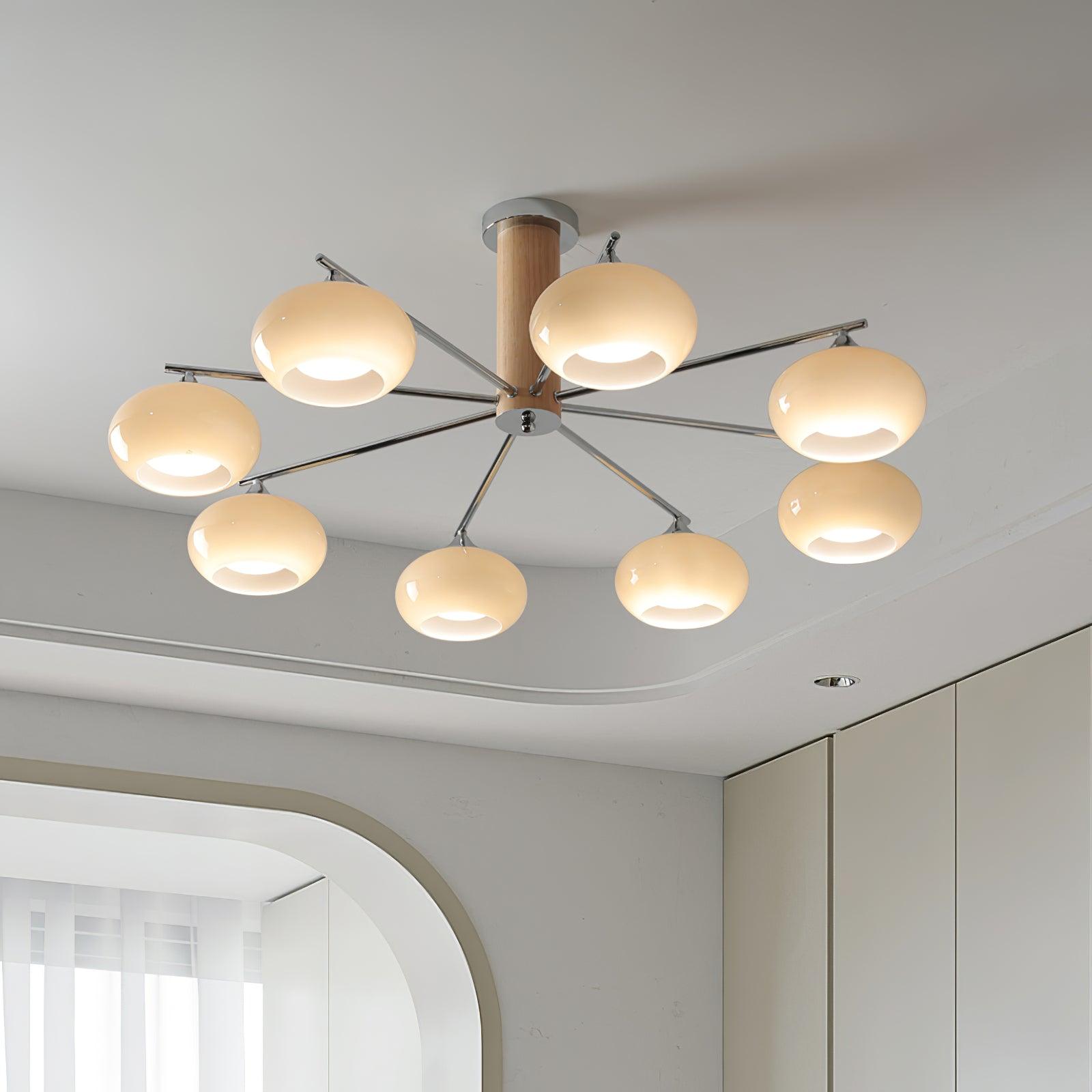 Srra Chandelier Persimmon Glass Mid-Century 8-Light-Neutral Decor