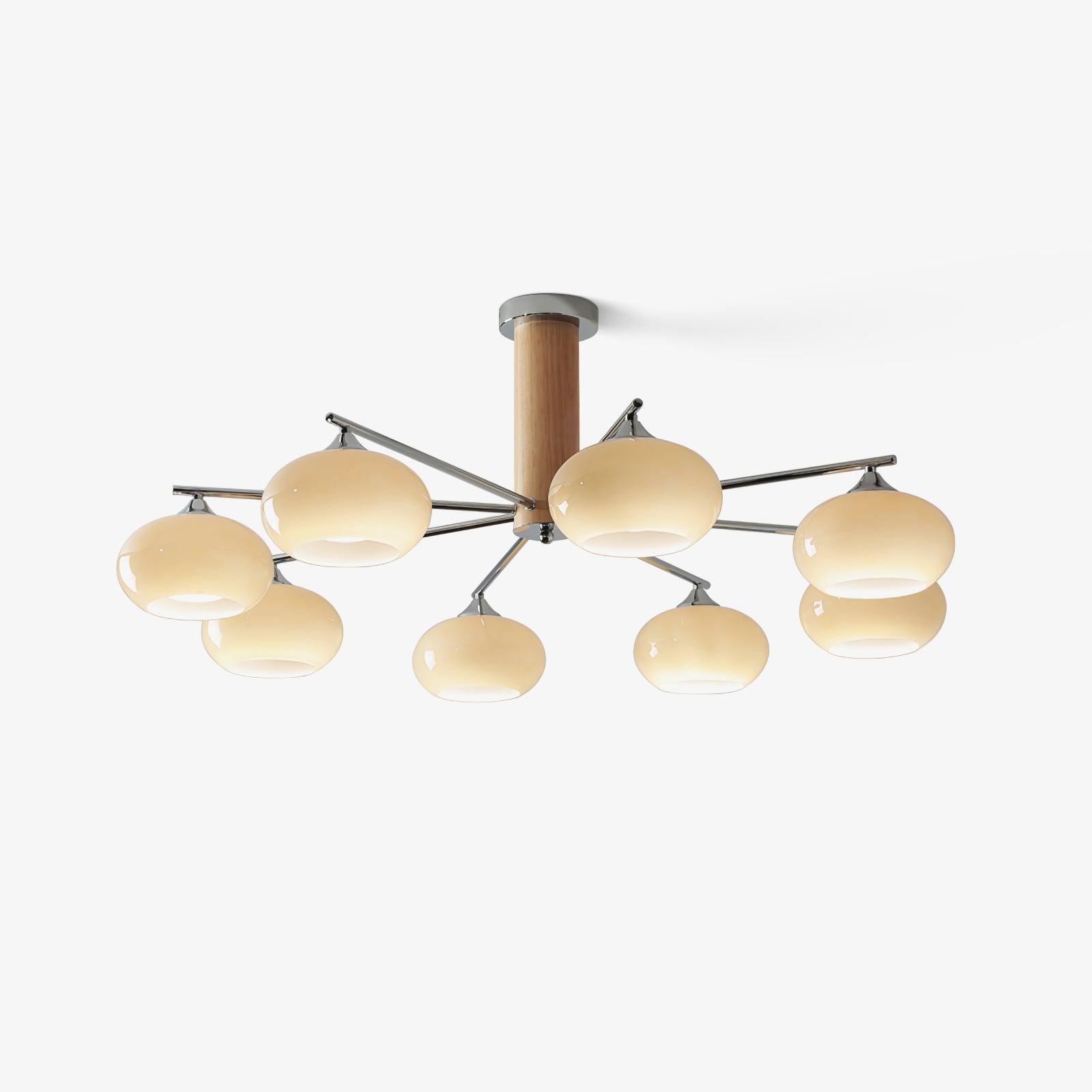 Srra Chandelier Persimmon Glass Mid-Century 8-Light-Neutral Decor