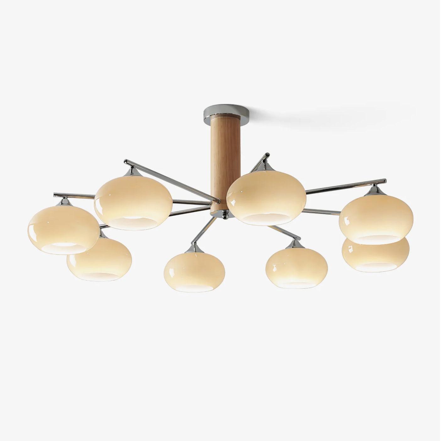 Srra Chandelier Persimmon Glass Mid-Century 8-Light-Neutral Decor