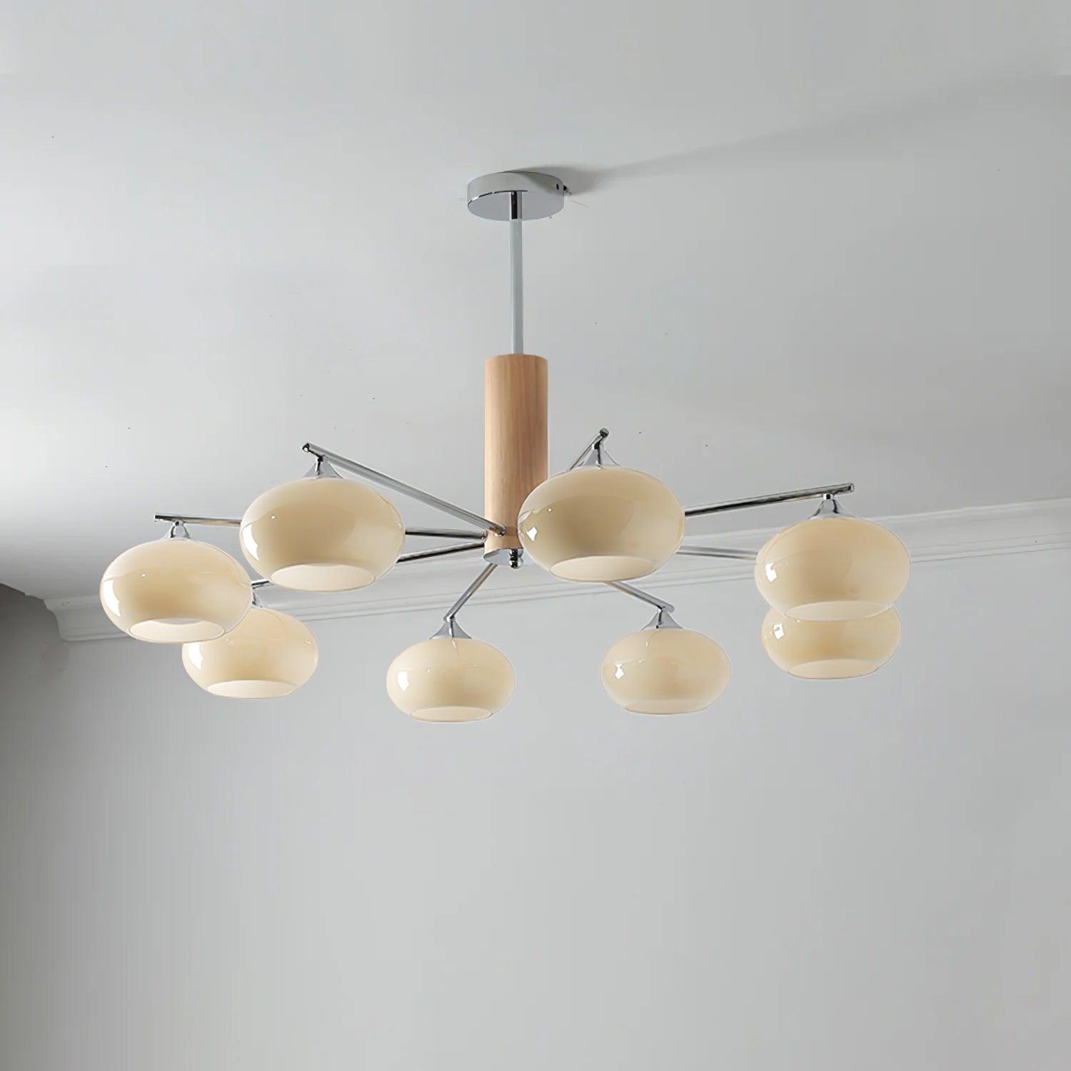 Srra Chandelier Persimmon Glass Mid-Century 8-Light-Neutral Decor
