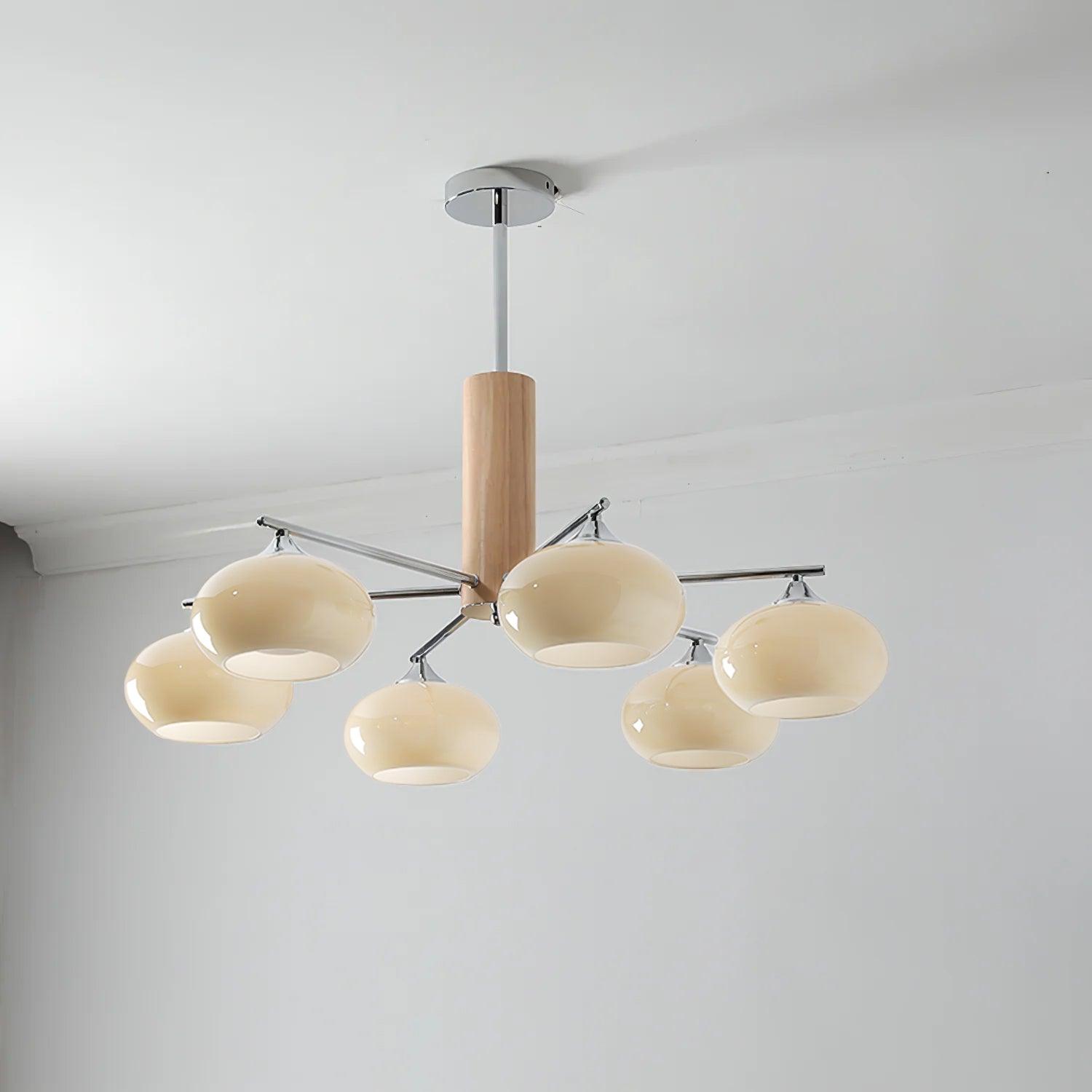 Srra Chandelier Persimmon Glass Mid-Century 8-Light-Neutral Decor