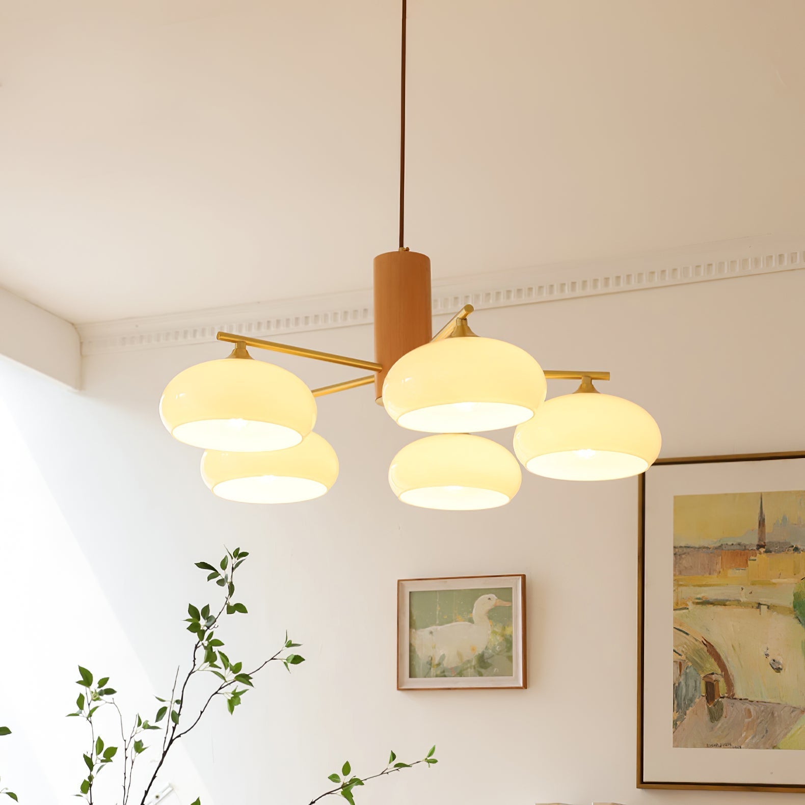 Nova Natural Persimmon Glass Chandelier-Neutral Decor