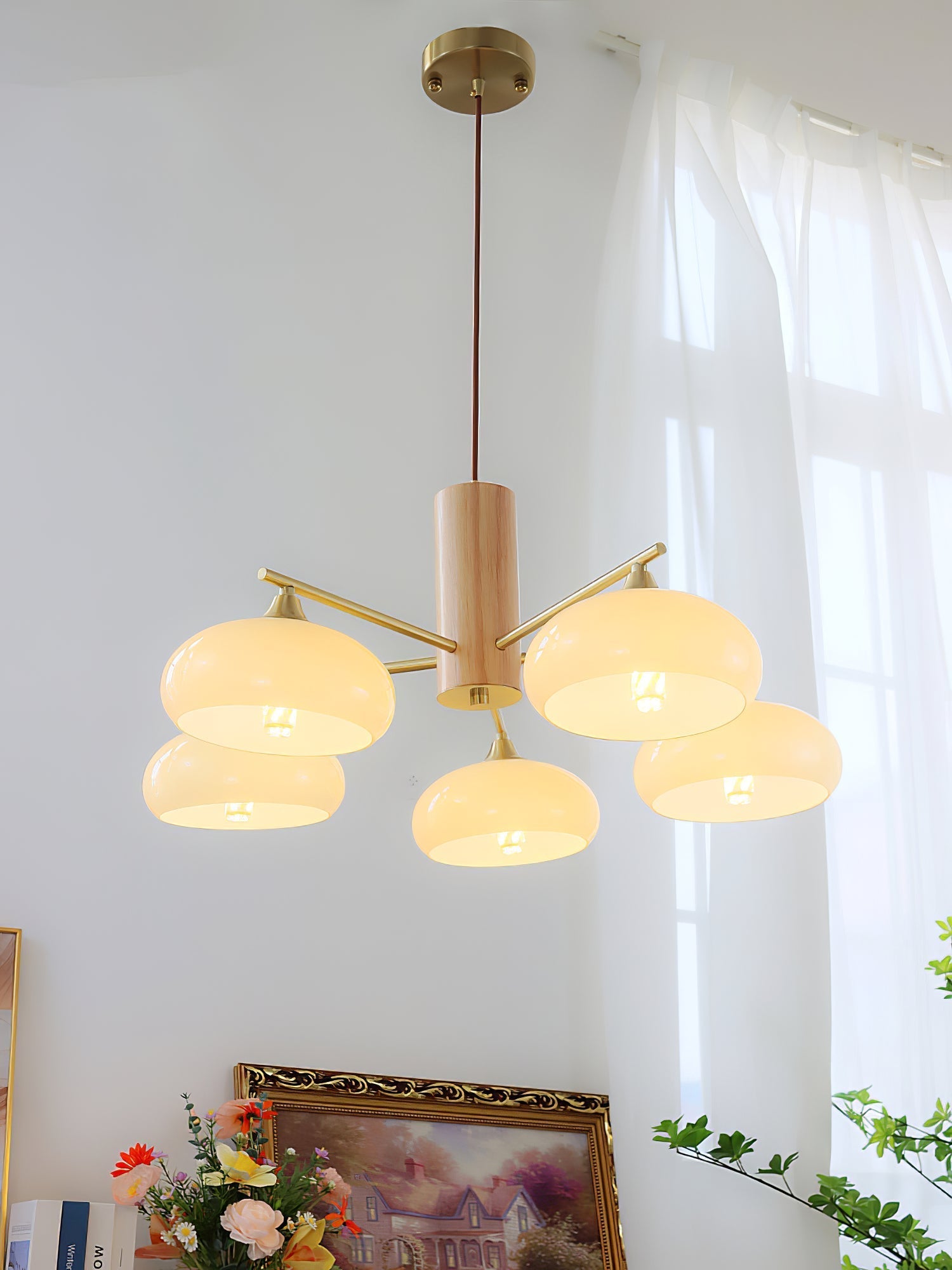 Nova Natural Persimmon Glass Chandelier-Neutral Decor