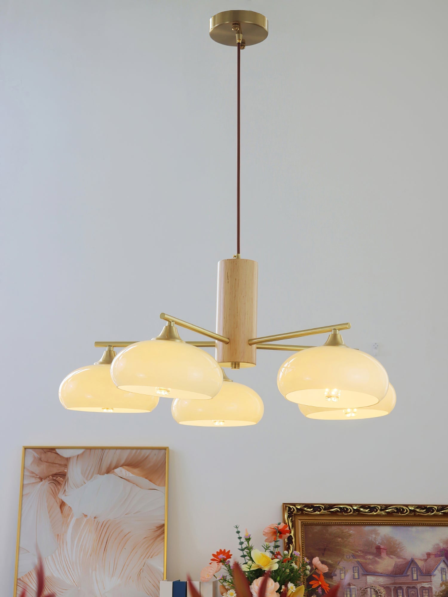 Nova Natural Persimmon Glass Chandelier-Neutral Decor