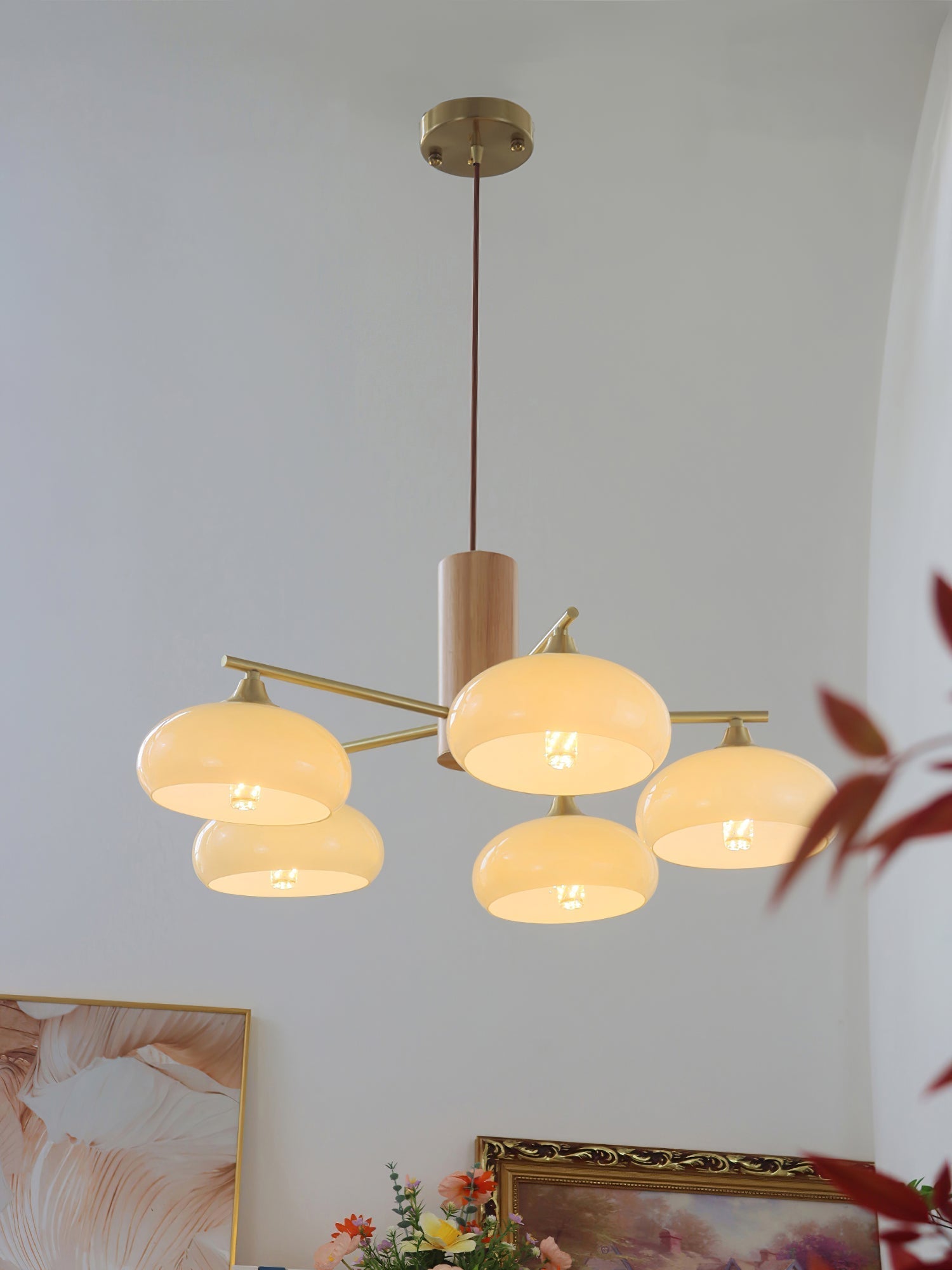 Nova Natural Persimmon Glass Chandelier-Neutral Decor